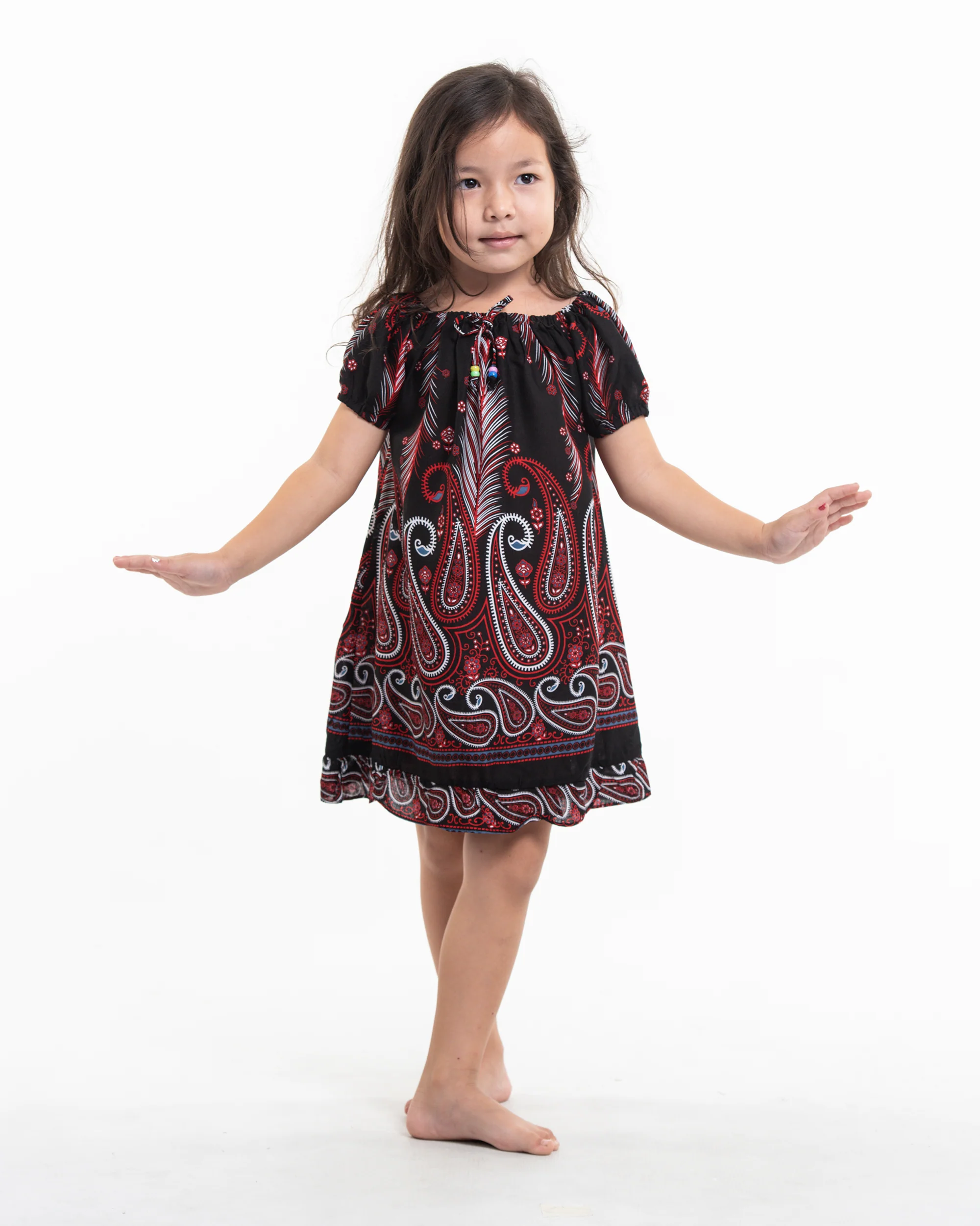 254-Kids-Paisley-Feathers-Dress-in-Black-4.webp Kids Paisley Feathers Dress in Black