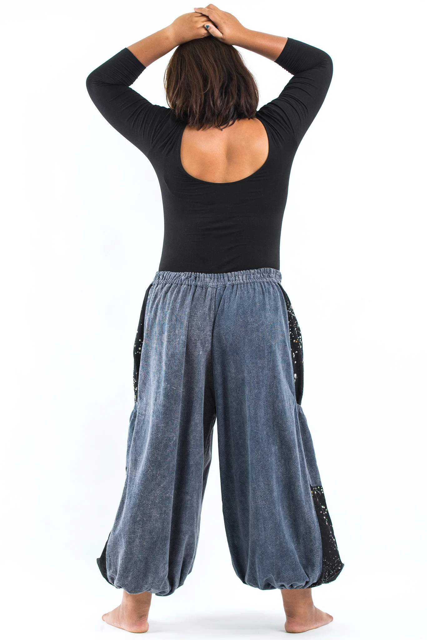 2548-Plus-Size-Stone-Washed-Patchwork-Women-Unisex-Pants-in-Gray-4.webp Plus Size Stone Washed Patchwork Women Unisex Pants in Gray