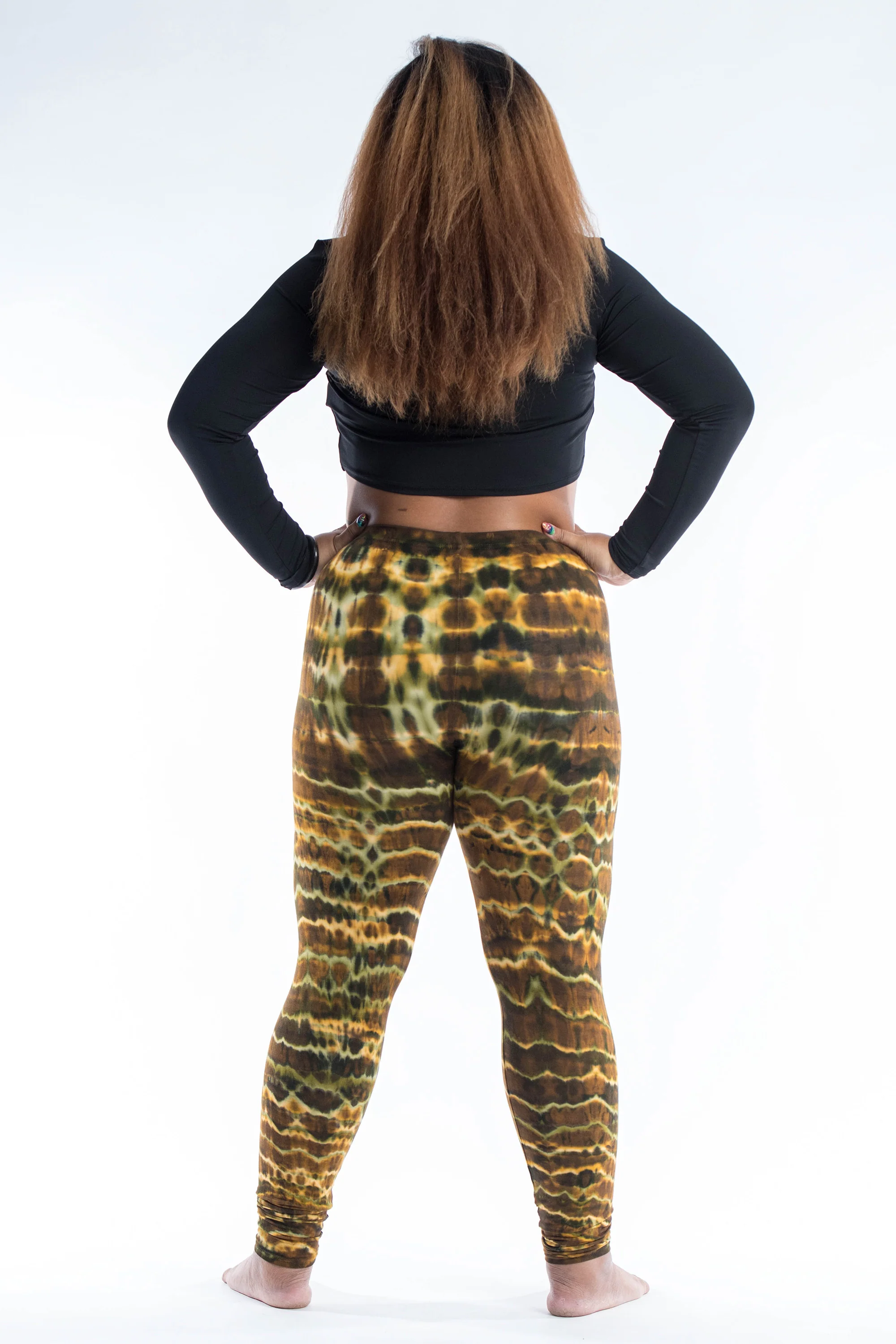 2554-Plus-Size-Melting-Stripes-Tie-Dye-Cotton-Leggings-in-Olive-4.webp Plus Size Melting Stripes Tie Dye Cotton Leggings in Olive