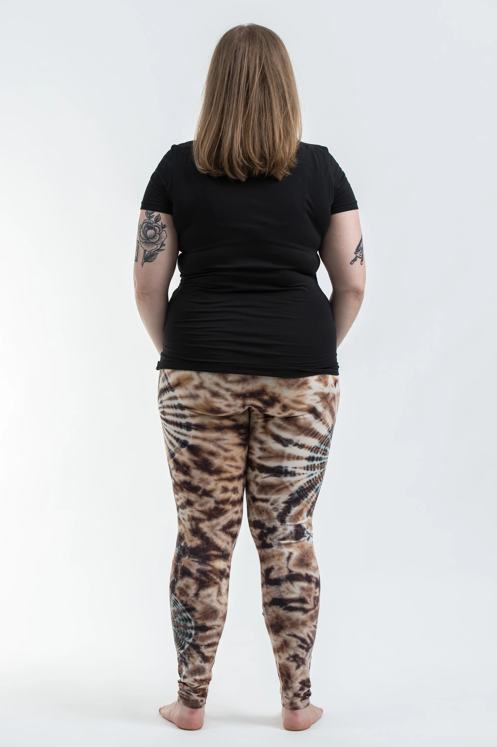 2555-Plus-Size-Swirls-Tie-Dye-Cotton-Leggings-in-Light-Brown-4.webp Plus Size Swirls Tie Dye Cotton Leggings in Light Brown