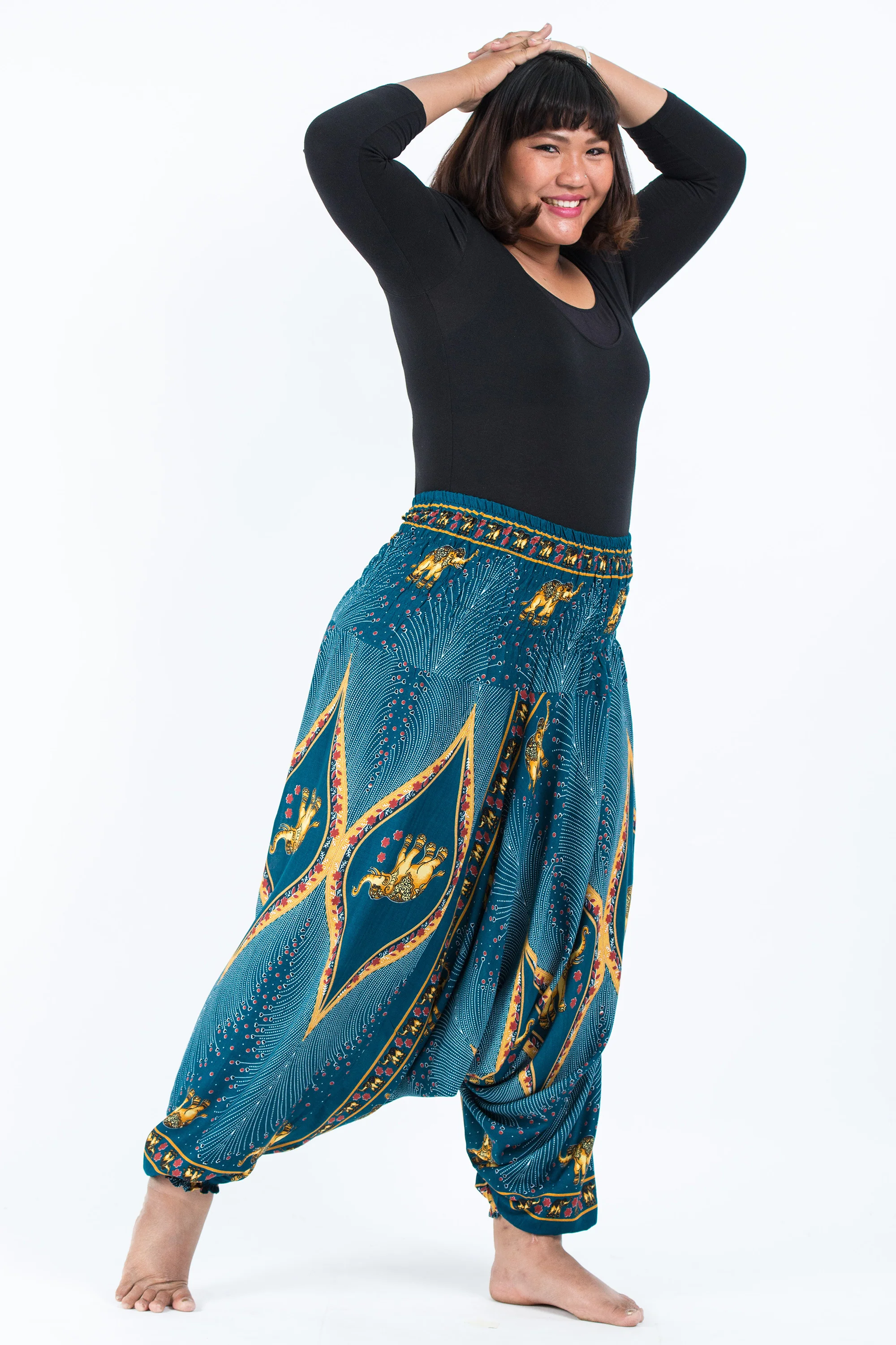 2571-Plus-Size-Peacock-Elephant-2-in-1-Jumpsuit-Elephant-Pants-in-Turquoise-3.webp Plus Size Peacock Elephant 2-in-1 Jumpsuit Elephant Pants in Turquoise