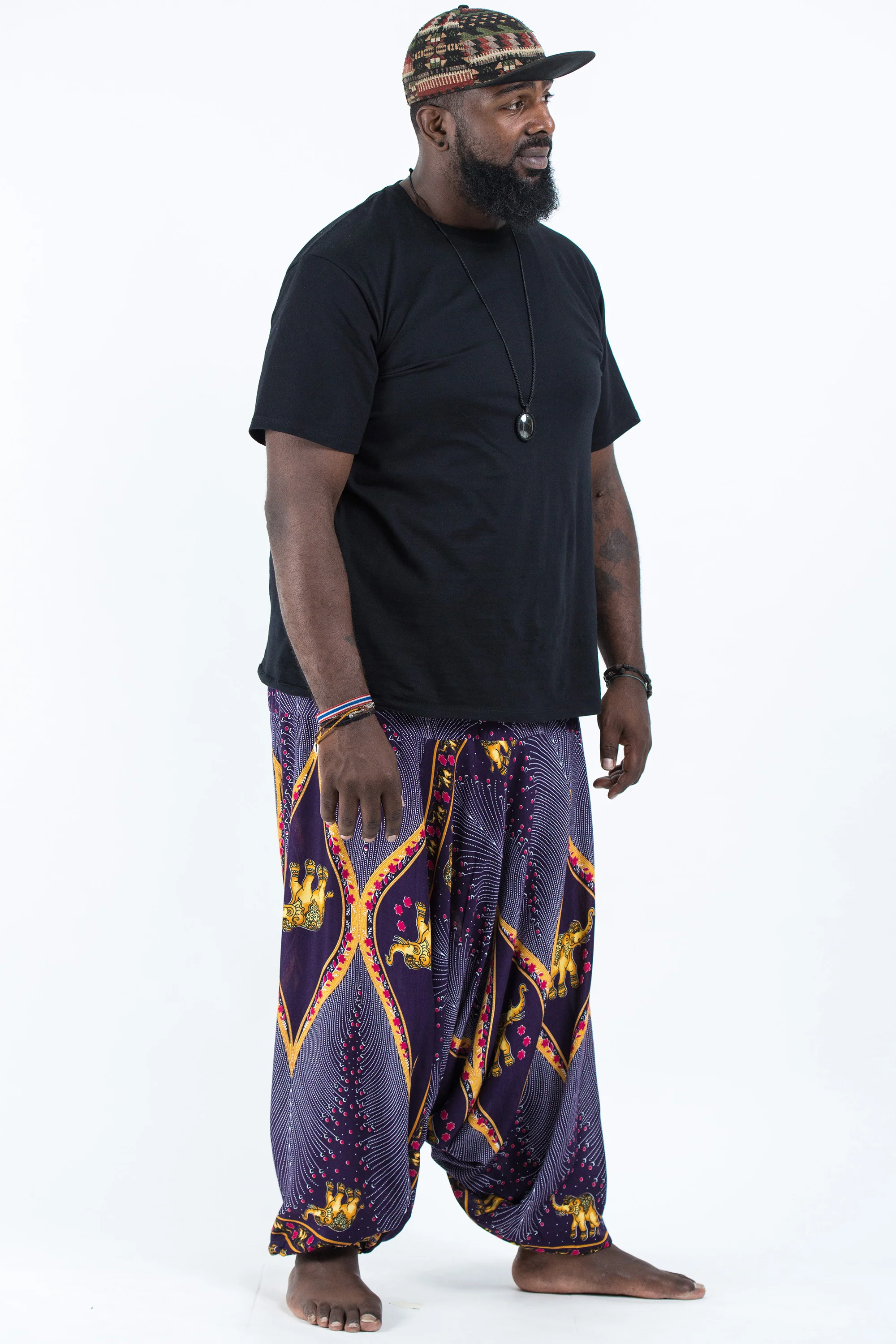 2572-Plus-Size-Peacock-Elephant-Drop-Crotch-Men-s-Elephant-Pants-in-Purple-3.webp Plus Size Peacock Elephant Drop Crotch Men's Elephant Pants in Purple