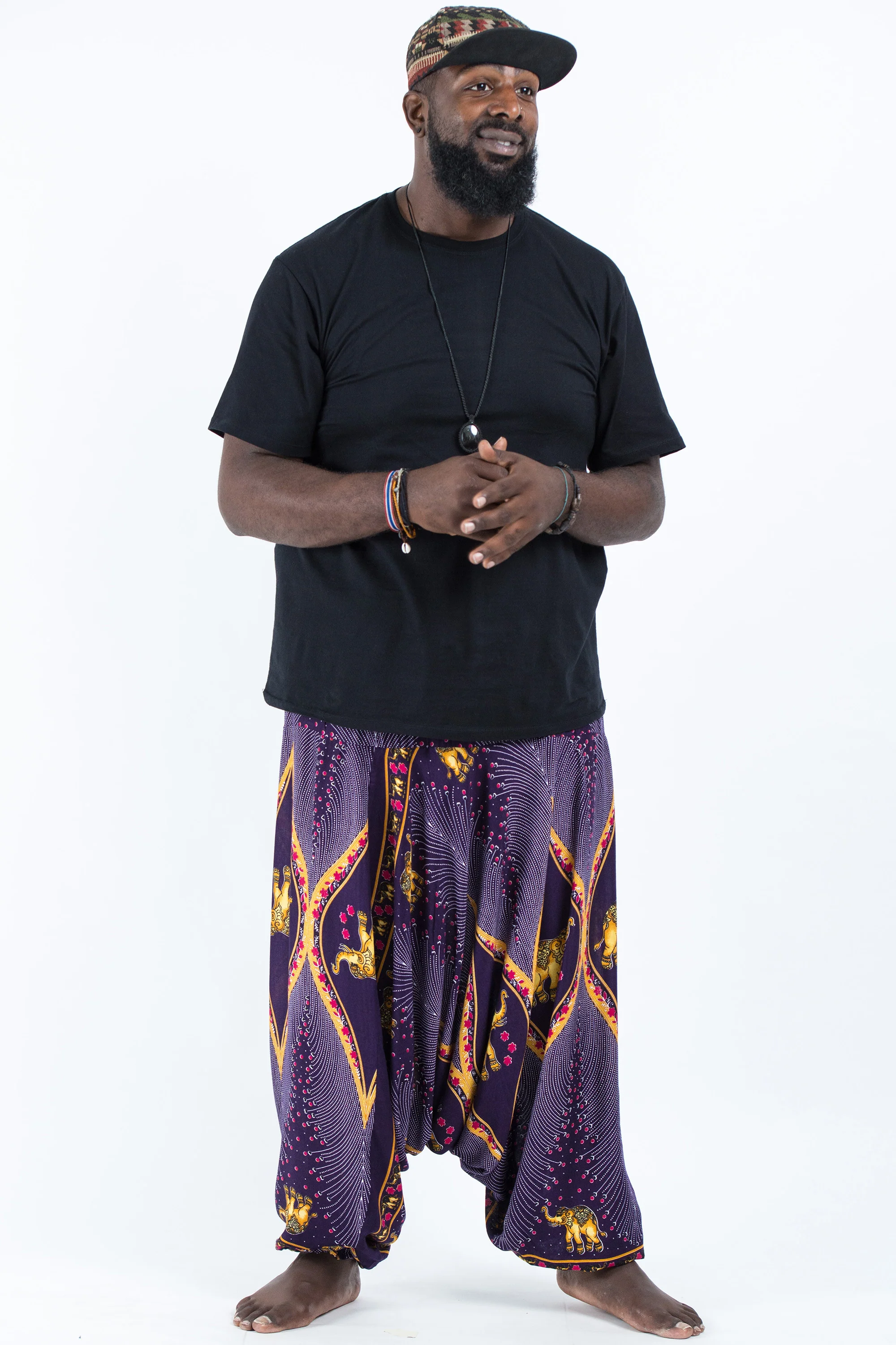 2572-Plus-Size-Peacock-Elephant-Drop-Crotch-Men-s-Elephant-Pants-in-Purple-4.webp Plus Size Peacock Elephant Drop Crotch Men's Elephant Pants in Purple