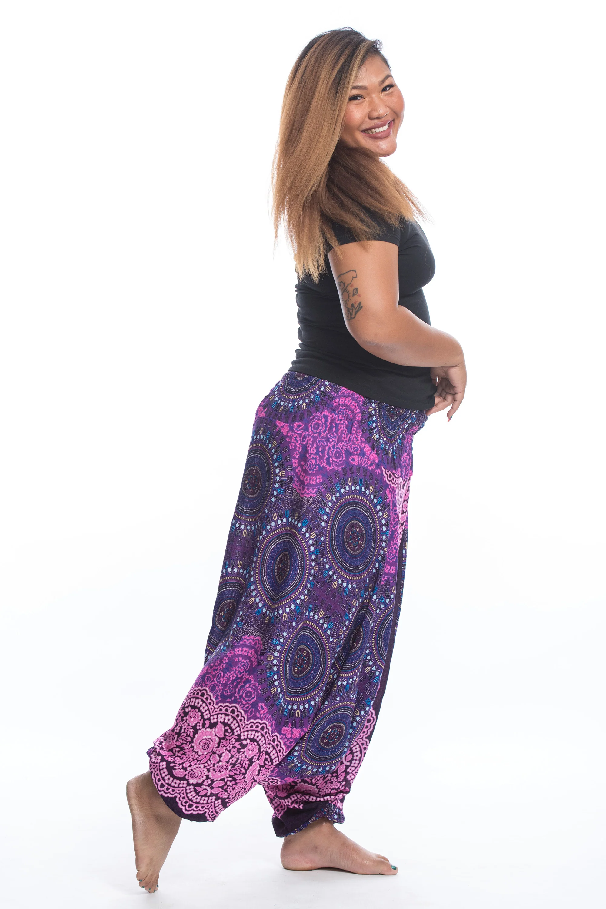 2575-Plus-Size-Trishula-Mandalas-2-in-1-Jumpsuit-Harem-Pants-in-Pink-3.webp Plus Size Trishula Mandalas 2-in-1 Jumpsuit Harem Pants in Pink