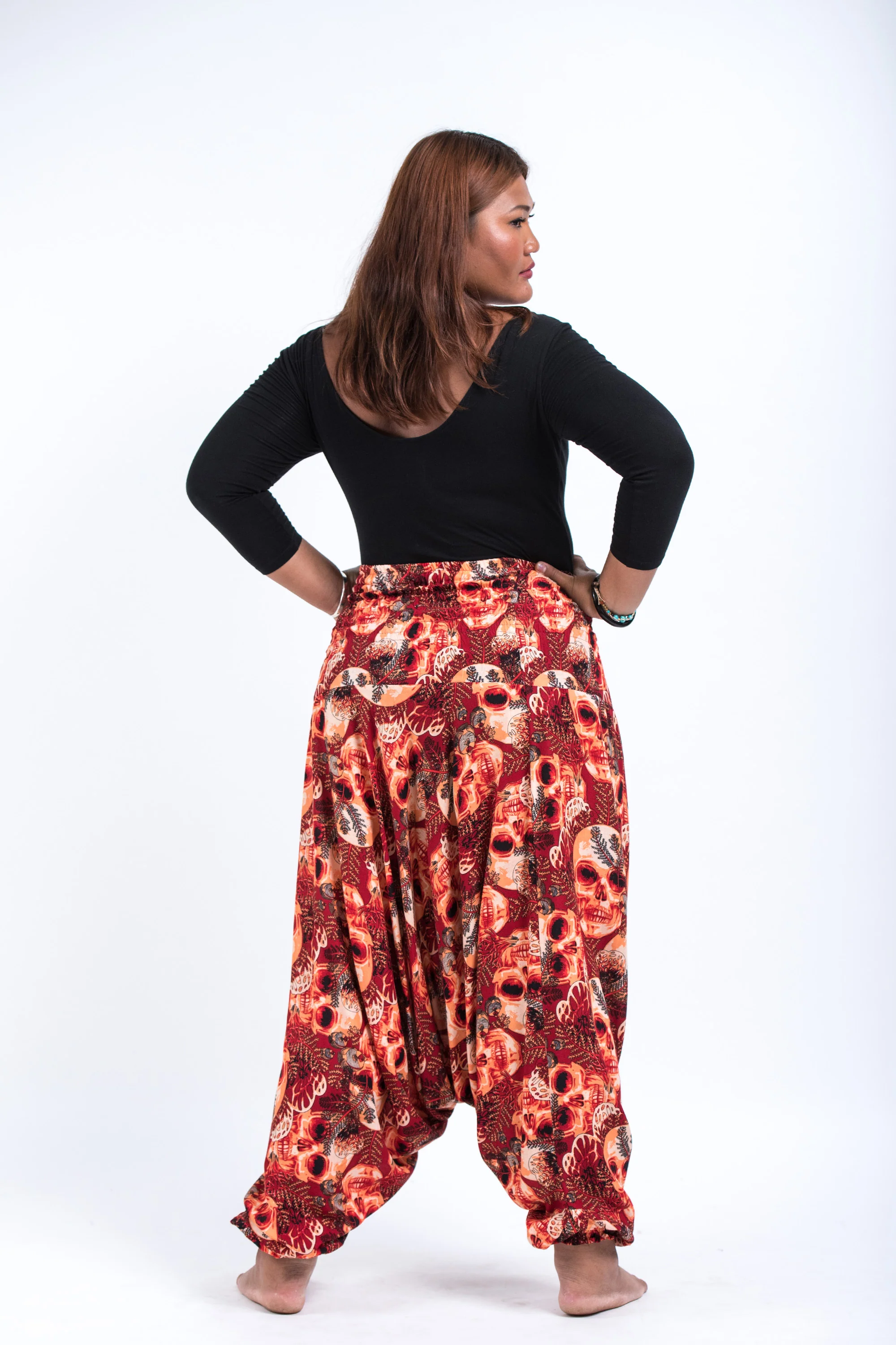 2578-Plus-Size-Skulls-2-in-1-Jumpsuit-Harem-Pants-in-Red-4.webp Plus Size Skulls 2-in-1 Jumpsuit Harem Pants in Red