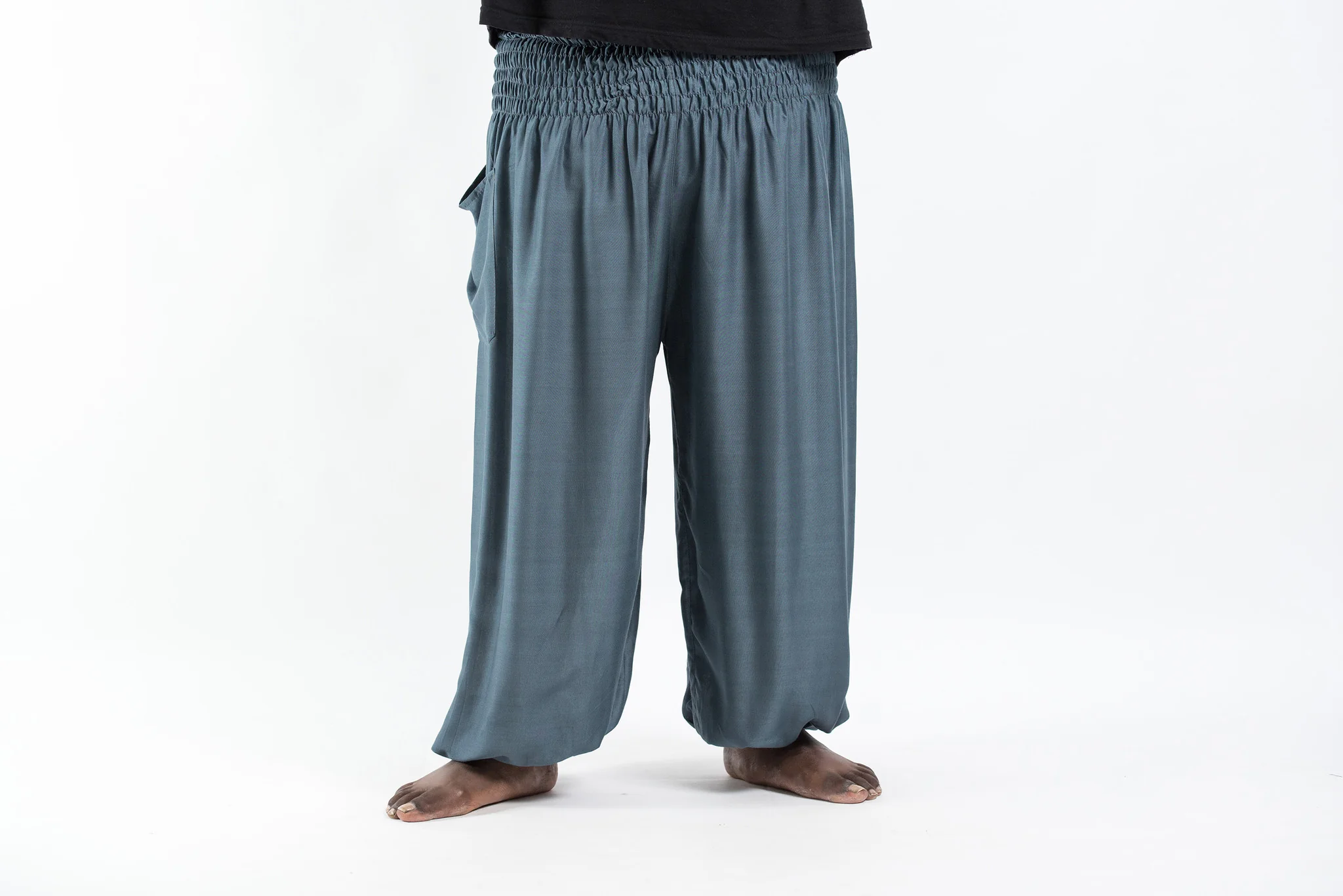 2579-Plus-Size-Solid-Color-Men-s-Harem-Pants-in-Gray-2.webp Plus Size Solid Color Men's Harem Pants in Gray