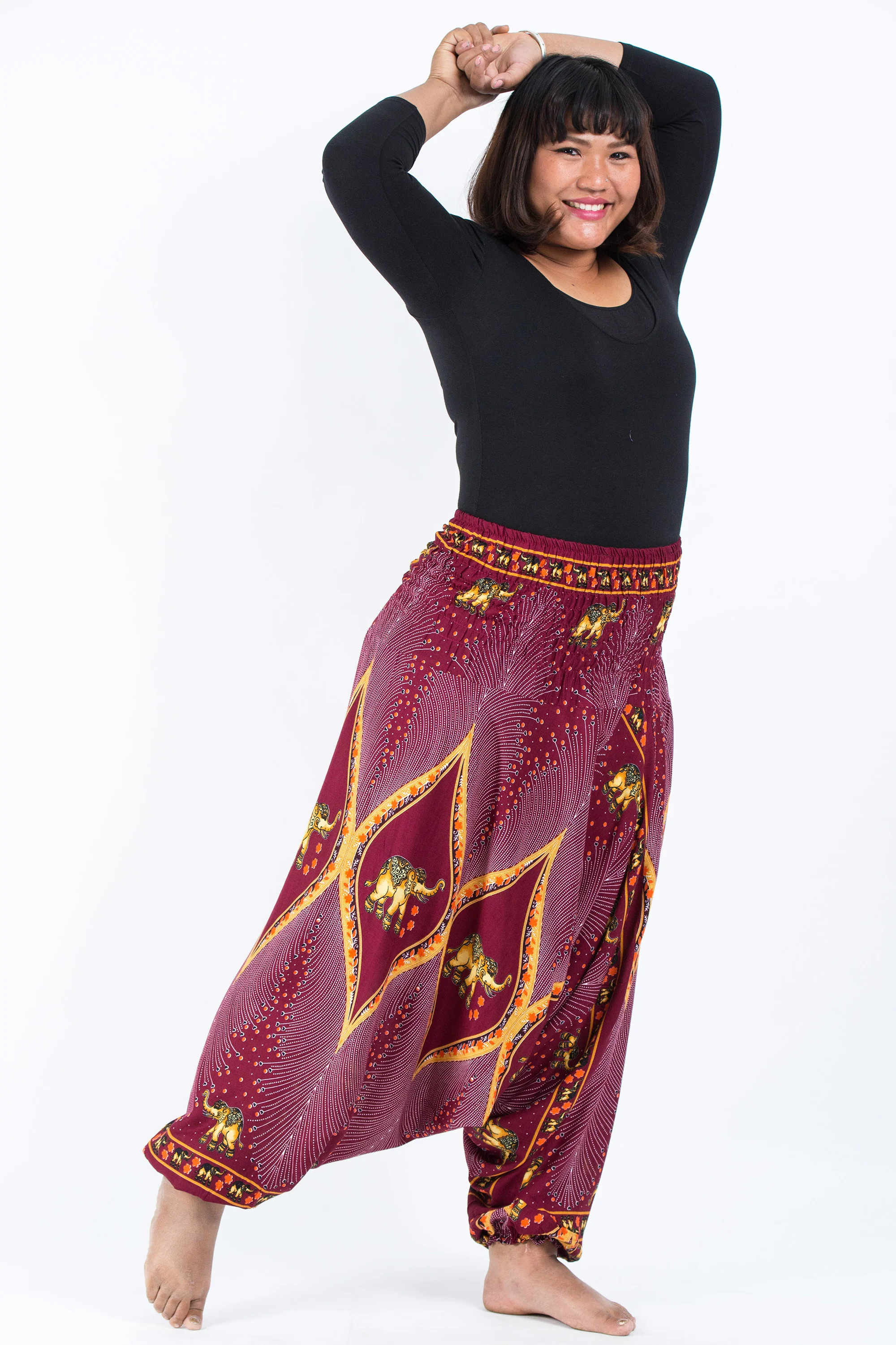 2581-Plus-Size-Peacock-Elephant-2-in-1-Jumpsuit-Elephant-Pants-in-Red-3.webp Plus Size Peacock Elephant 2-in-1 Jumpsuit Elephant Pants in Red