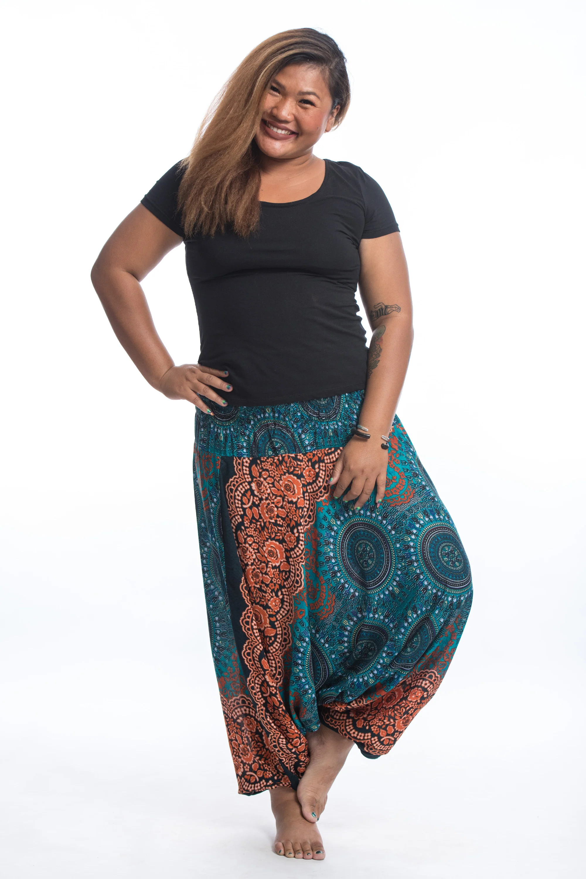 2585-Plus-Size-Trishula-Mandalas-2-in-1-Jumpsuit-Harem-Pants-in-Teal-5.webp Plus Size Trishula Mandalas 2-in-1 Jumpsuit Harem Pants in Teal
