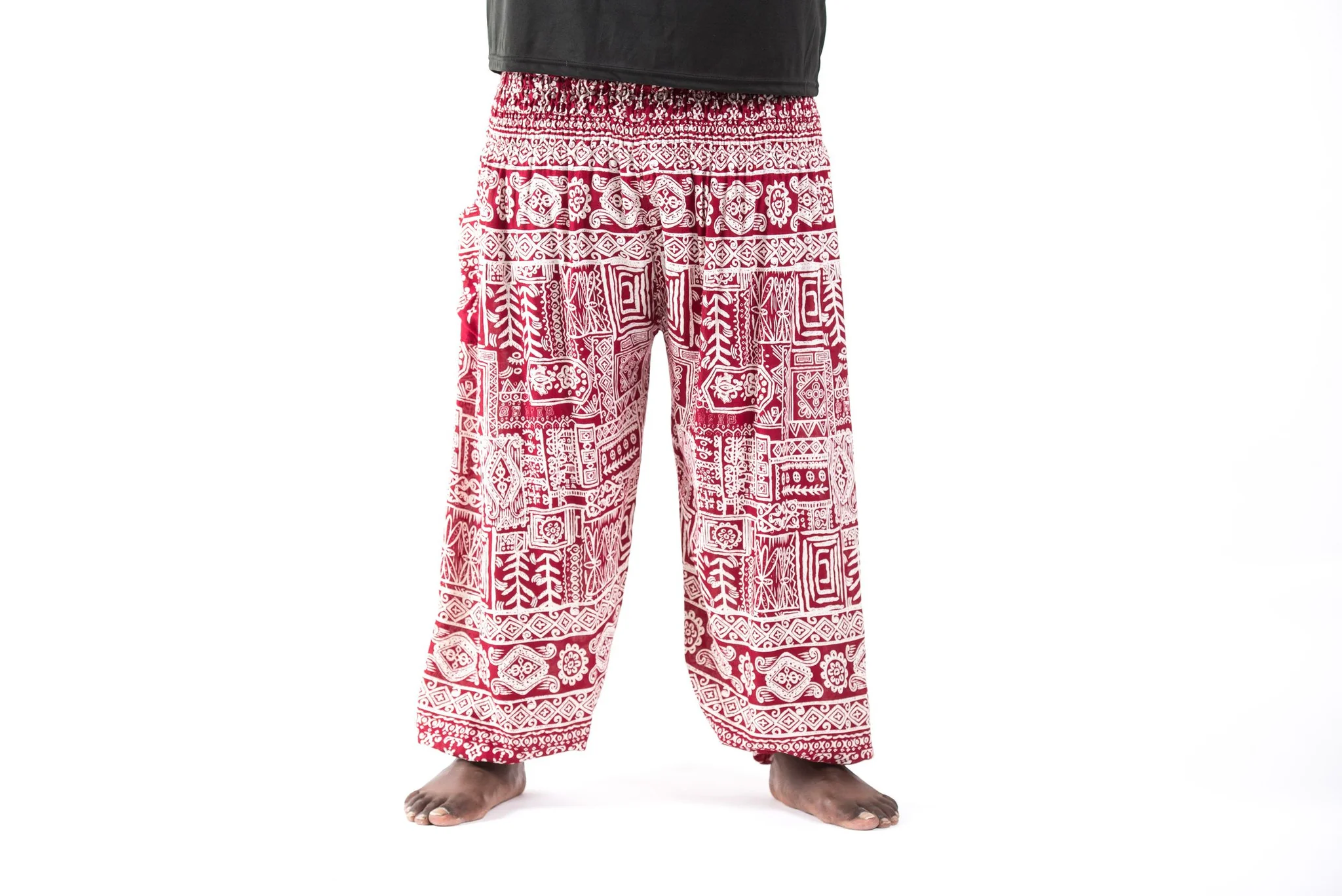Plus Size Tribal Prints Men's Harem Pants in Red