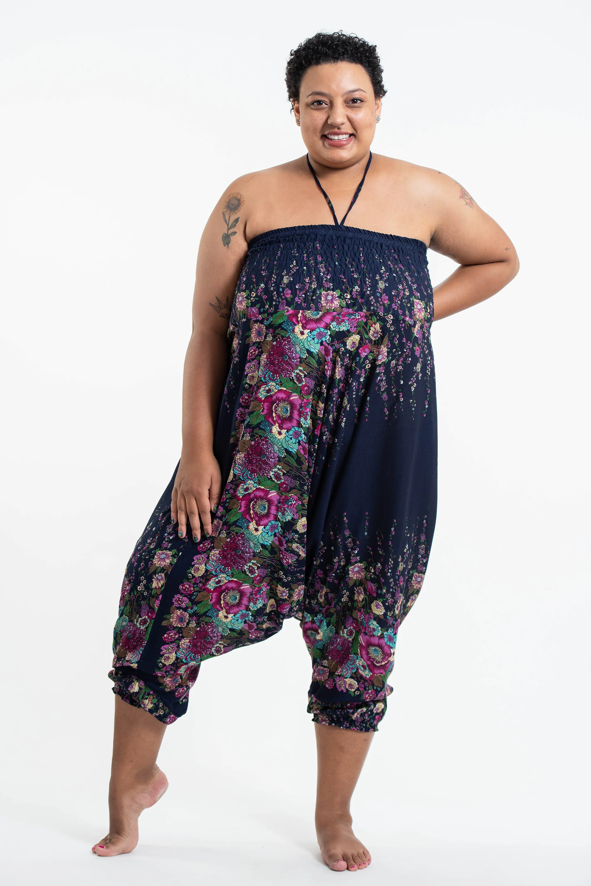 2588-Plus-Size-Floral-2-in-1-Jumpsuit-Harem-Pants-in-Blue-3.webp Plus Size Floral 2-in-1 Jumpsuit Harem Pants in Blue
