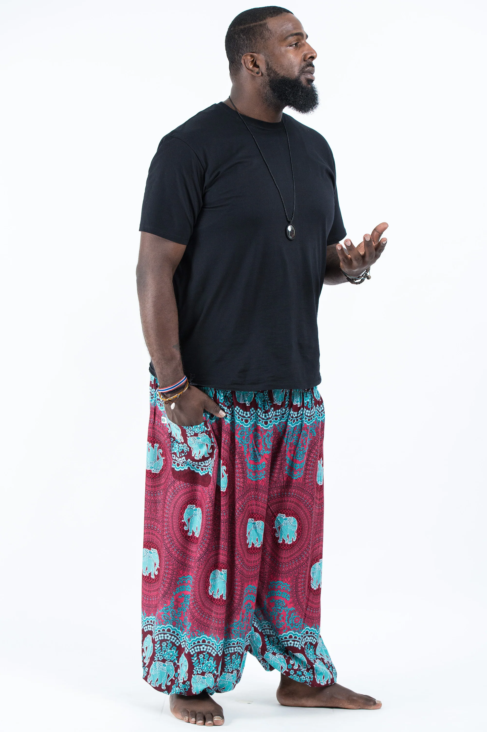 2589-Plus-Size-Mandala-Elephant-Men-s-Elephant-Pants-in-Red-3.webp Plus Size Mandala Elephant Men's Elephant Pants in Red