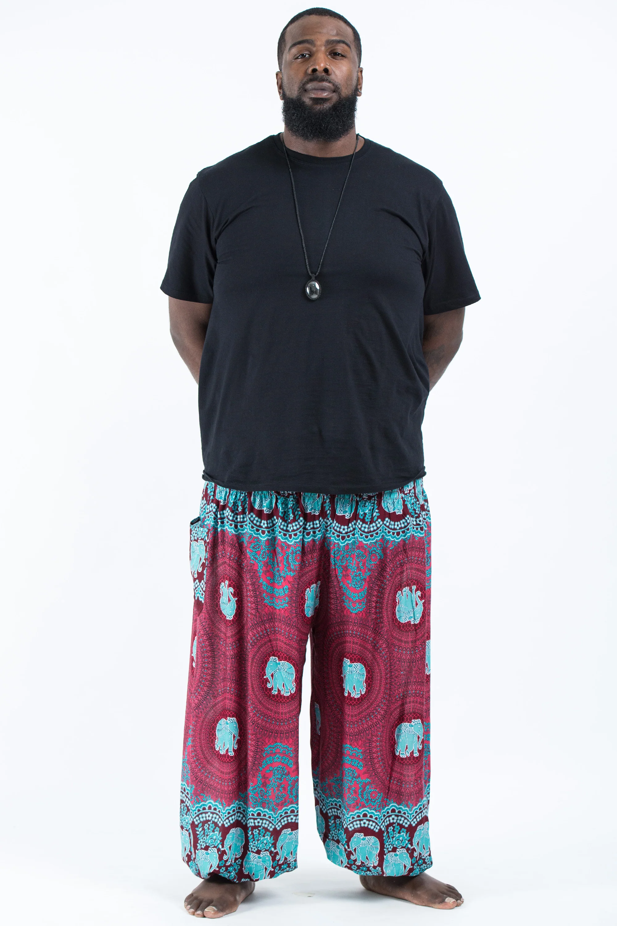 2589-Plus-Size-Mandala-Elephant-Men-s-Elephant-Pants-in-Red-4.webp Plus Size Mandala Elephant Men's Elephant Pants in Red