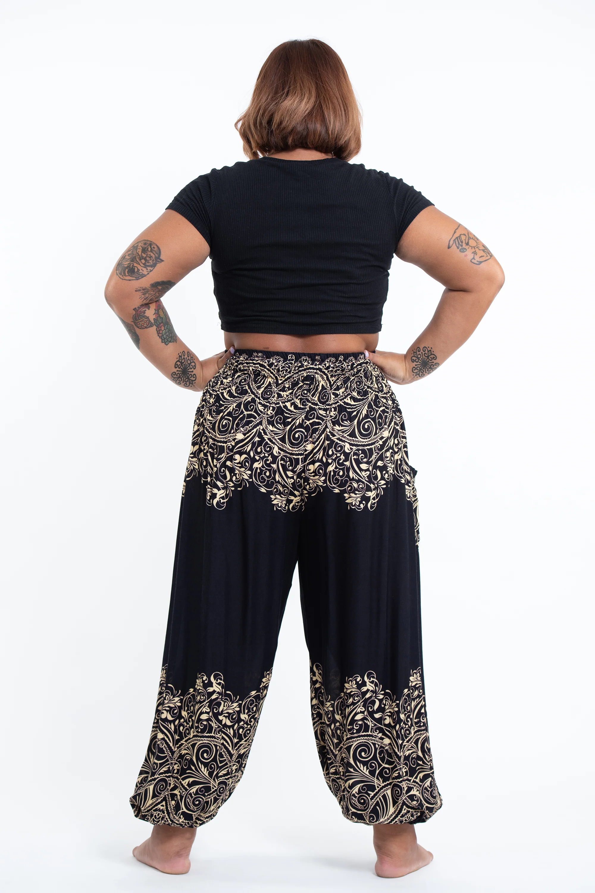 2596-Plus-Size-Vines-Women-s-Harem-Pants-in-Black-4.webp Plus Size Vines Women's Harem Pants in Black