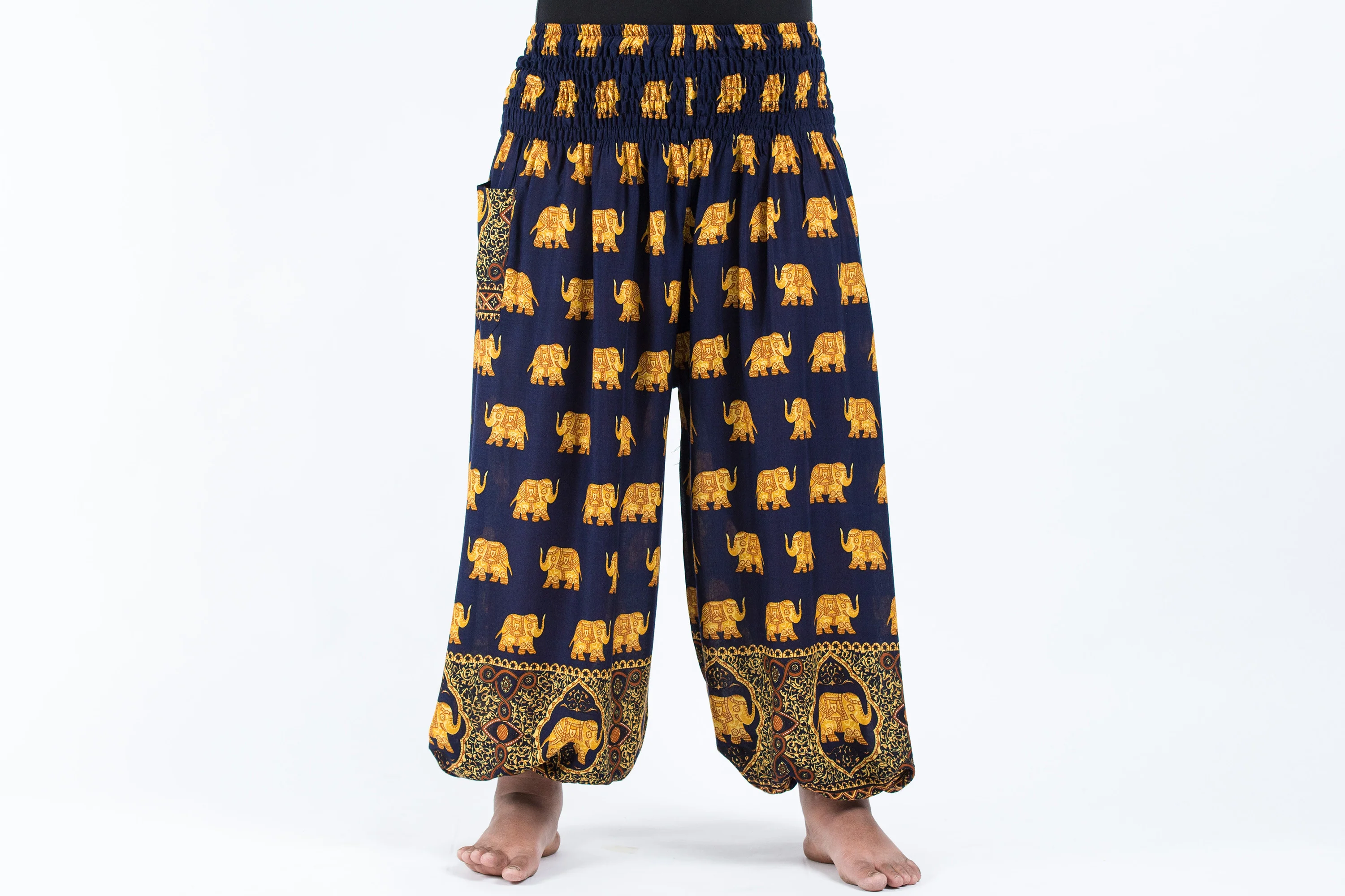 Plus Size Golden Elephant Women's Elephant Pants in Navy