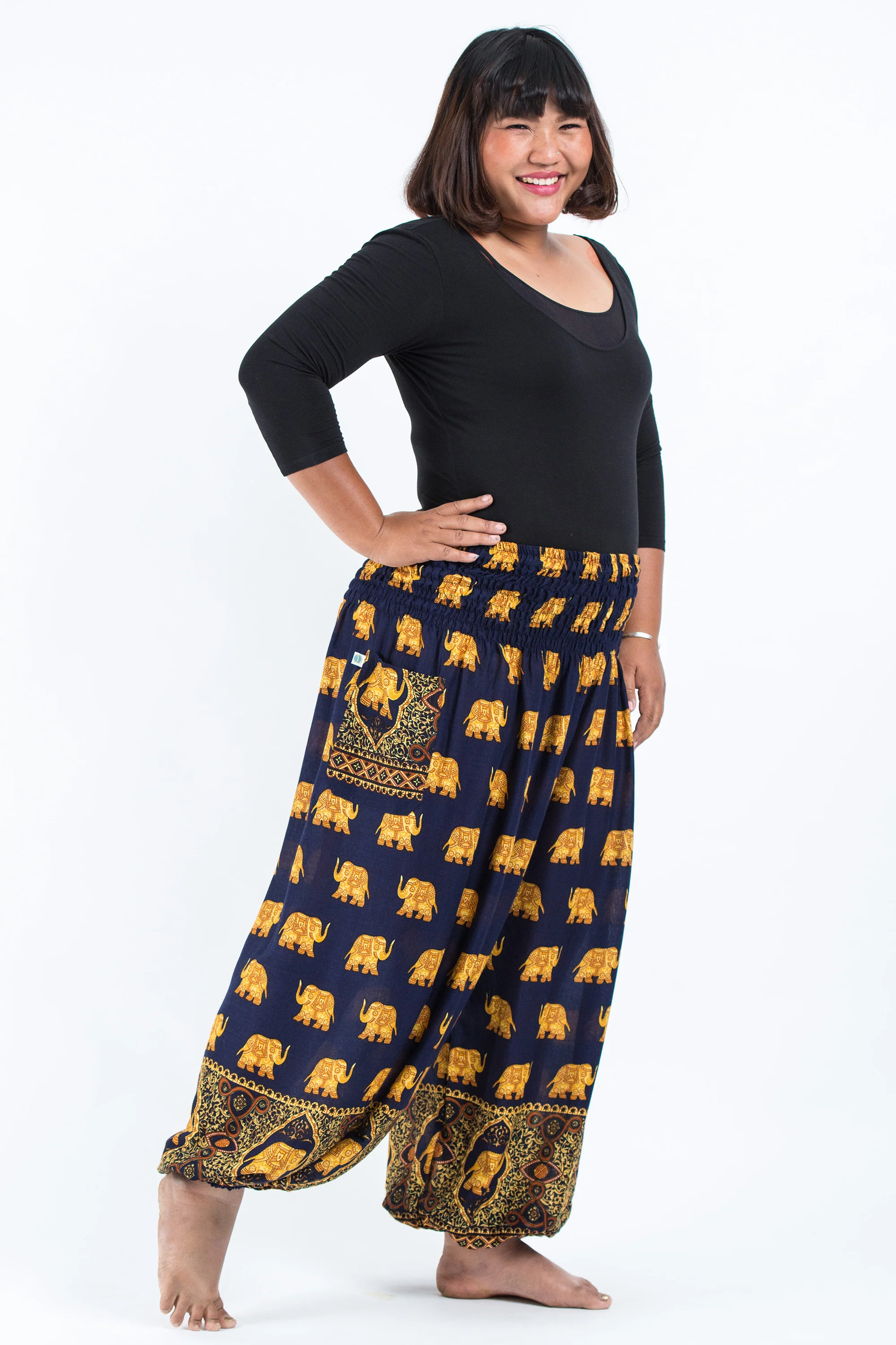 2601-Plus-Size-Golden-Elephant-Women-s-Elephant-Pants-in-Navy-3.webp Plus Size Golden Elephant Women's Elephant Pants in Navy