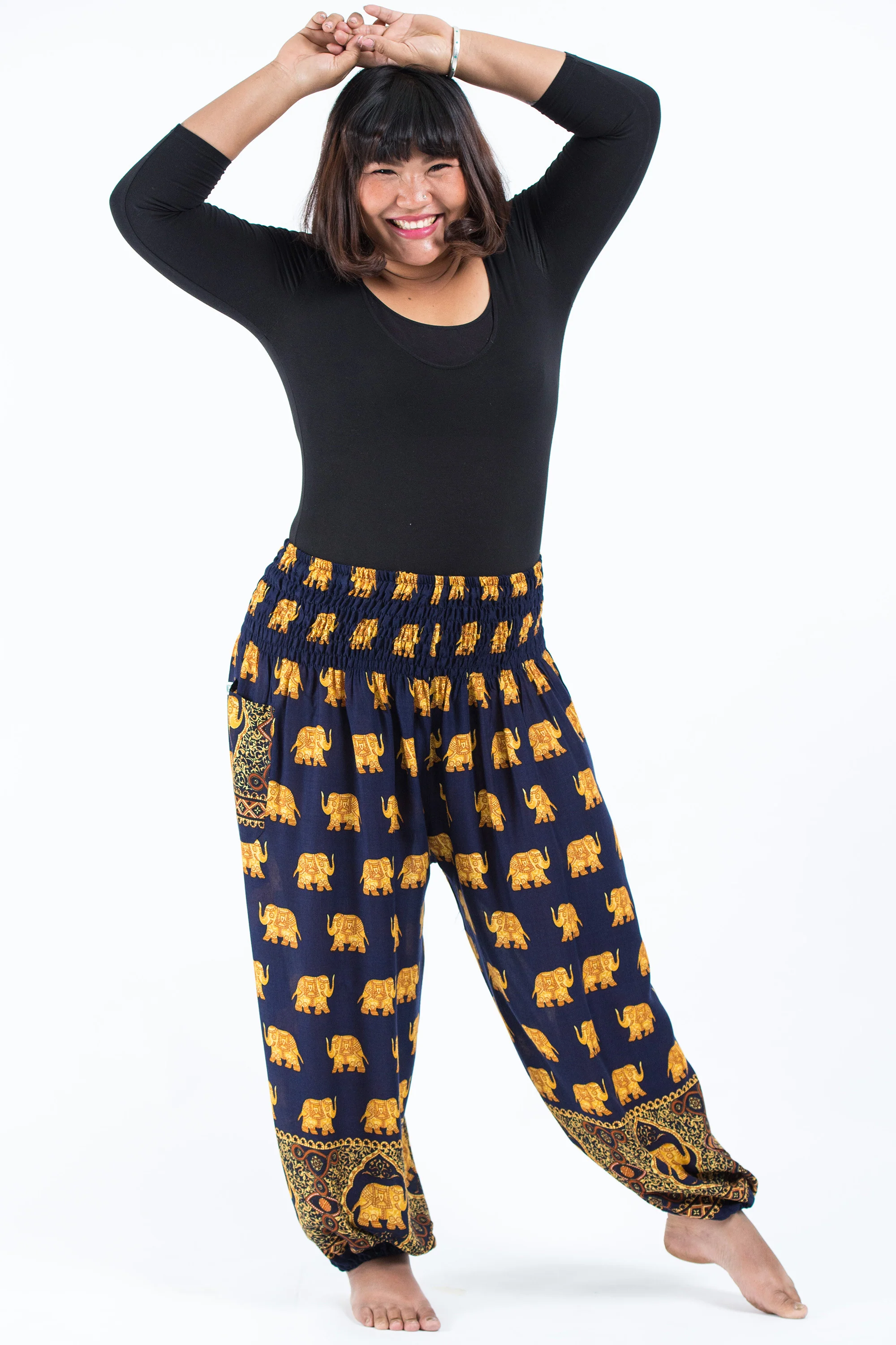 2601-Plus-Size-Golden-Elephant-Women-s-Elephant-Pants-in-Navy-5.webp Plus Size Golden Elephant Women's Elephant Pants in Navy