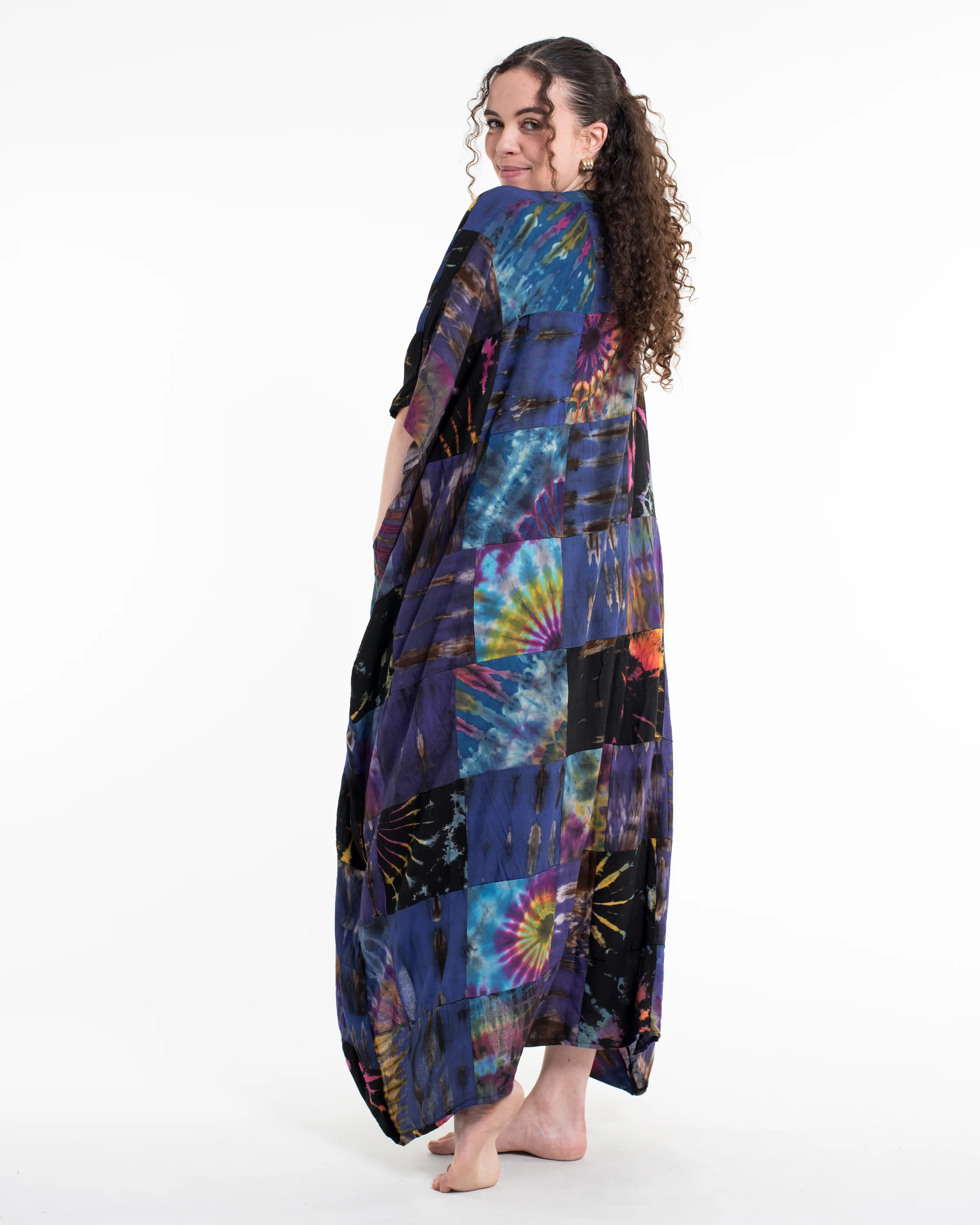 2605-Tie-Dye-Patchwork-Long-Kimono-Robe-3.webp Tie Dye Patchwork Long Kimono Robe