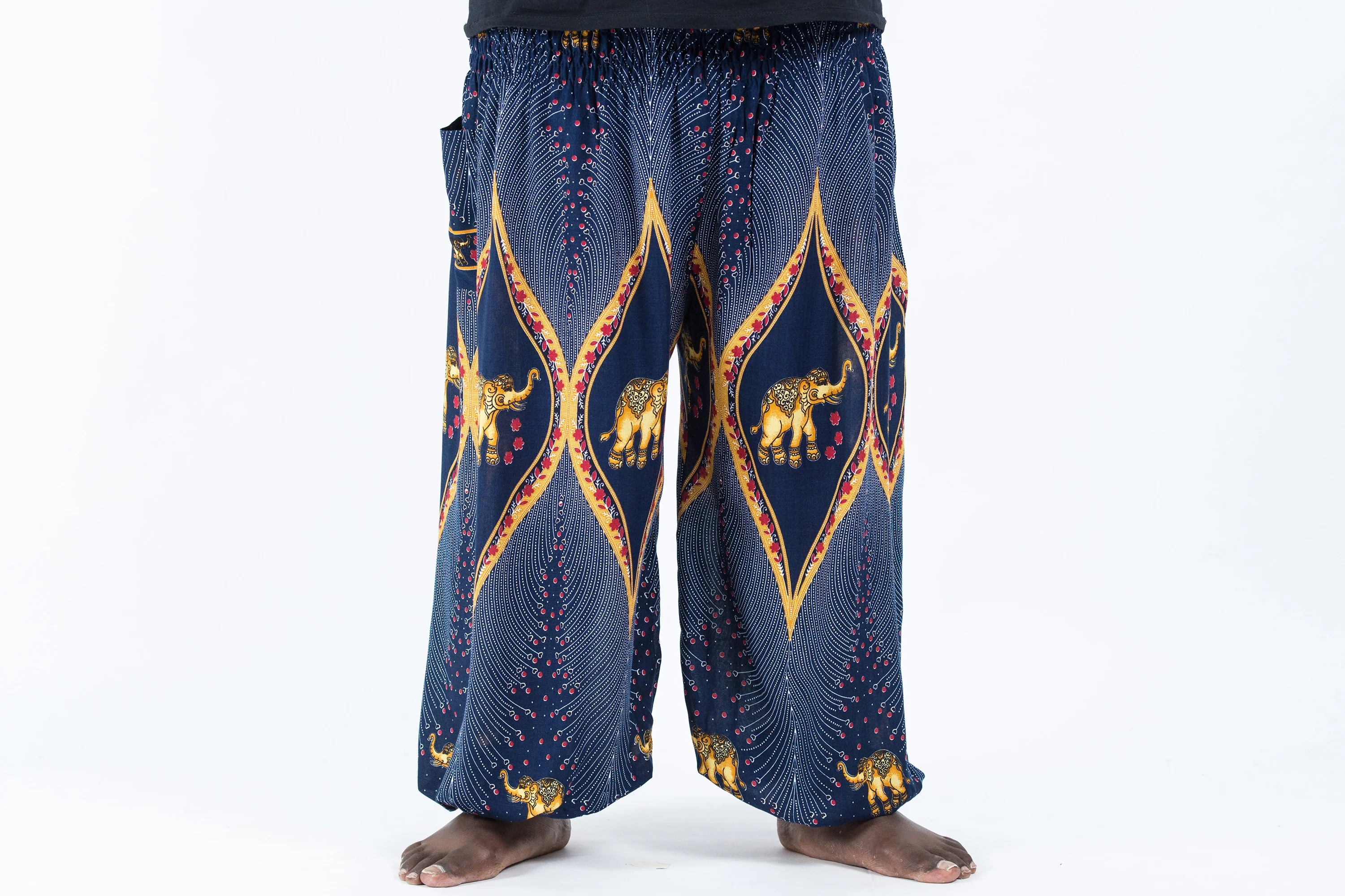 Plus Size Peacock Elephant Men's Elephant Pants in Blue
