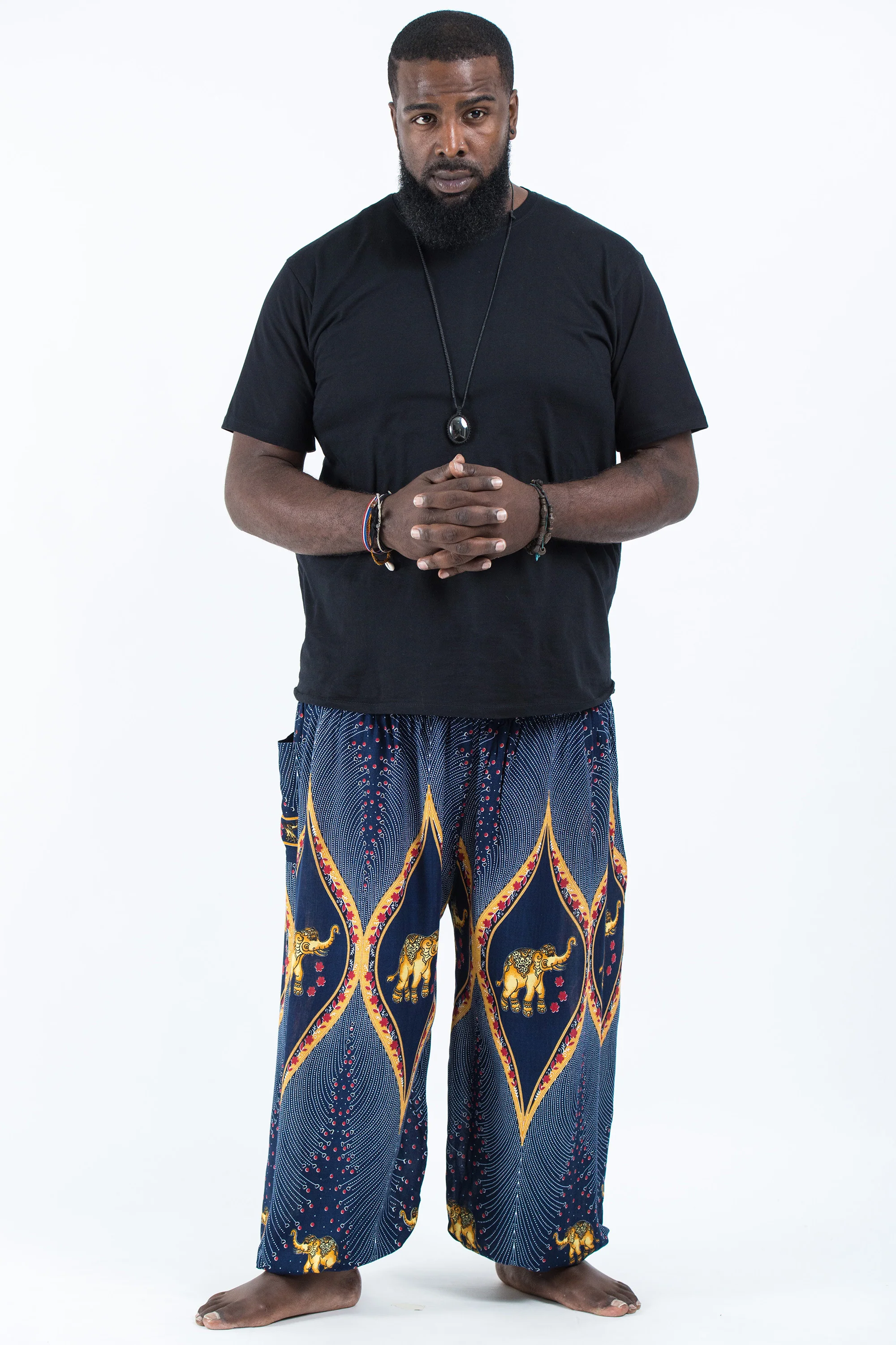 2607-Plus-Size-Peacock-Elephant-Men-s-Elephant-Pants-in-Blue-4.webp Plus Size Peacock Elephant Men's Elephant Pants in Blue