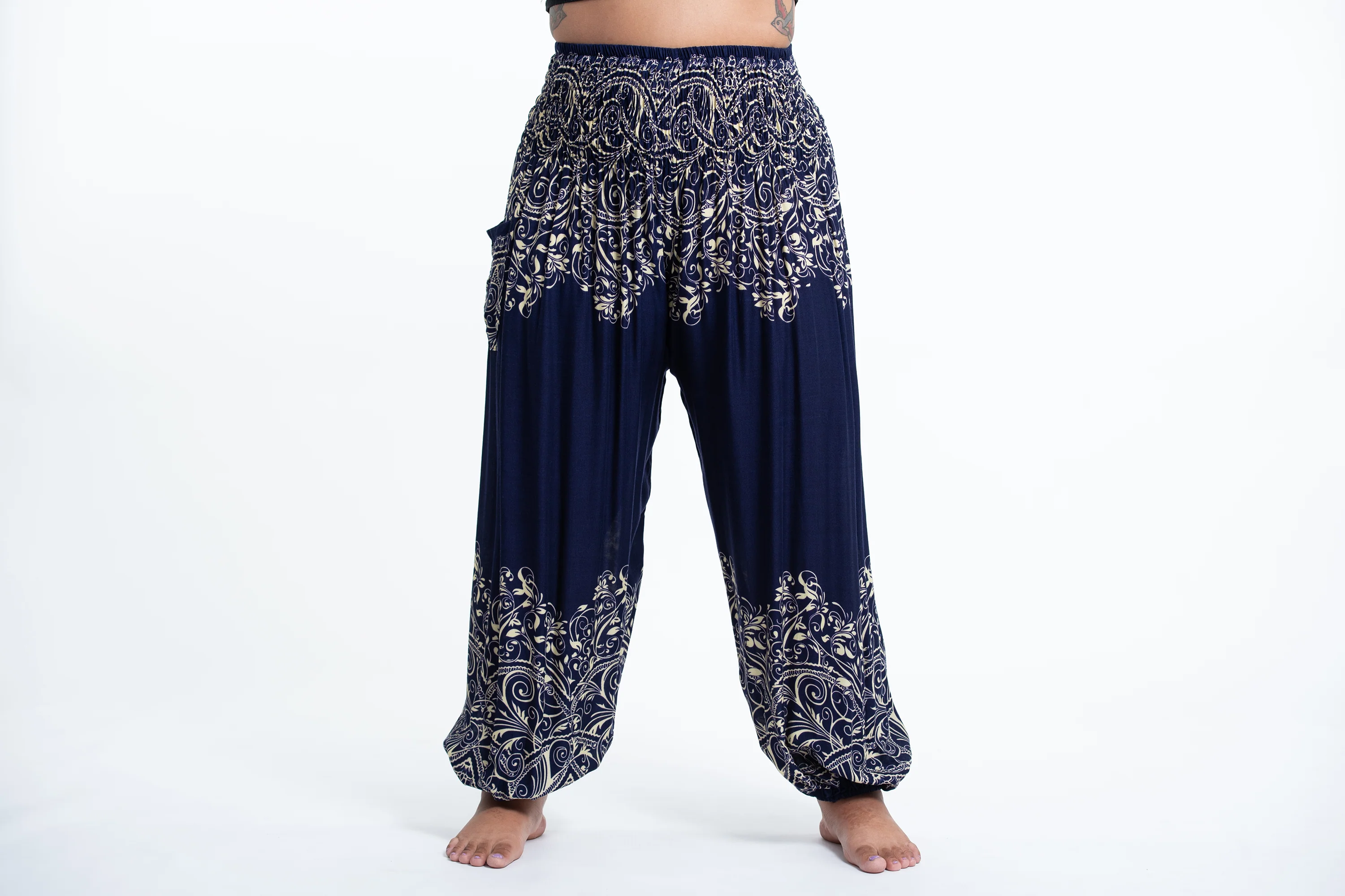 2609-Plus-Size-Vines-Women-s-Harem-Pants-in-Blue-2.webp Plus Size Vines Women's Harem Pants in Blue