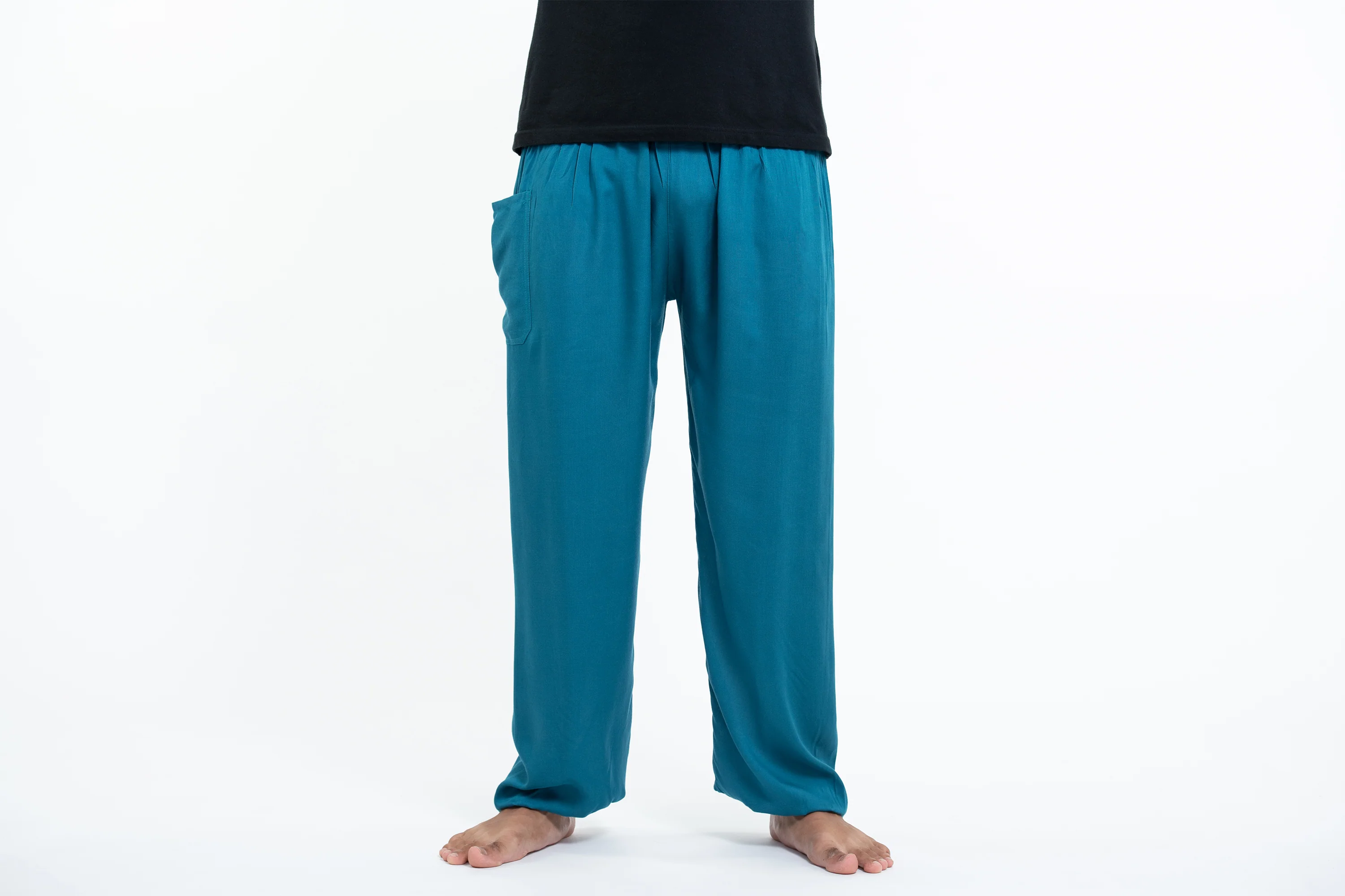 Solid Color Men's Tall Harem Pants in Aqua Blue