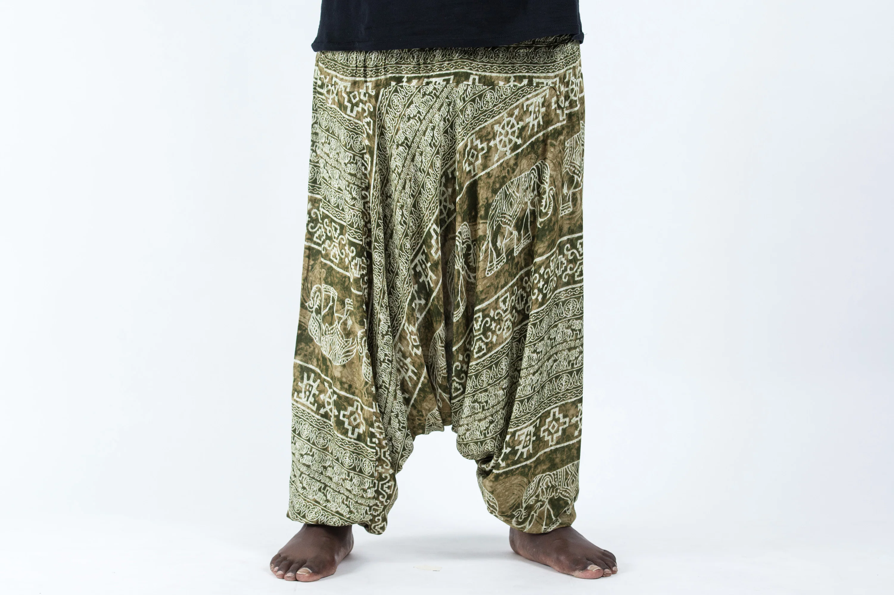 2619-Plus-Size-Marble-Elephant-Drop-Crotch-Men-s-Elephant-Pants-in-Olive-2.webp Plus Size Marble Elephant Drop Crotch Men's Elephant Pants in Olive