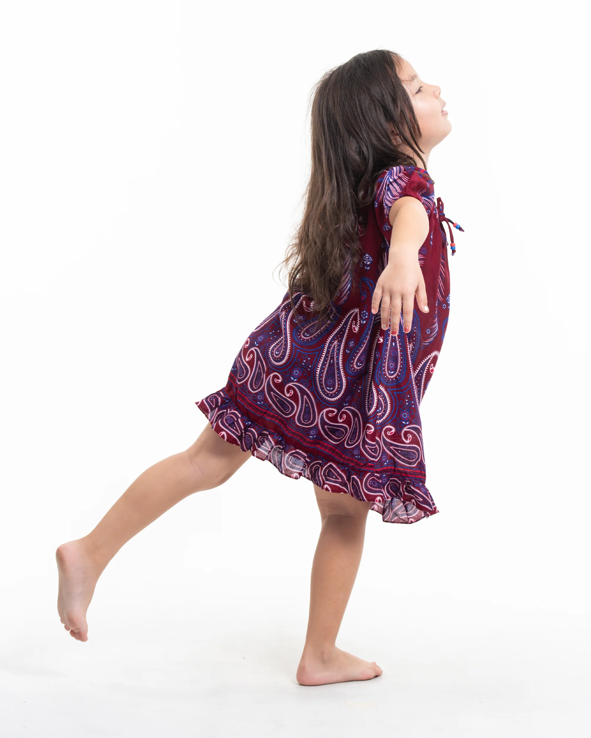 262-Kids-Paisley-Feathers-Dress-in-Red-3.webp Kids Paisley Feathers Dress in Red