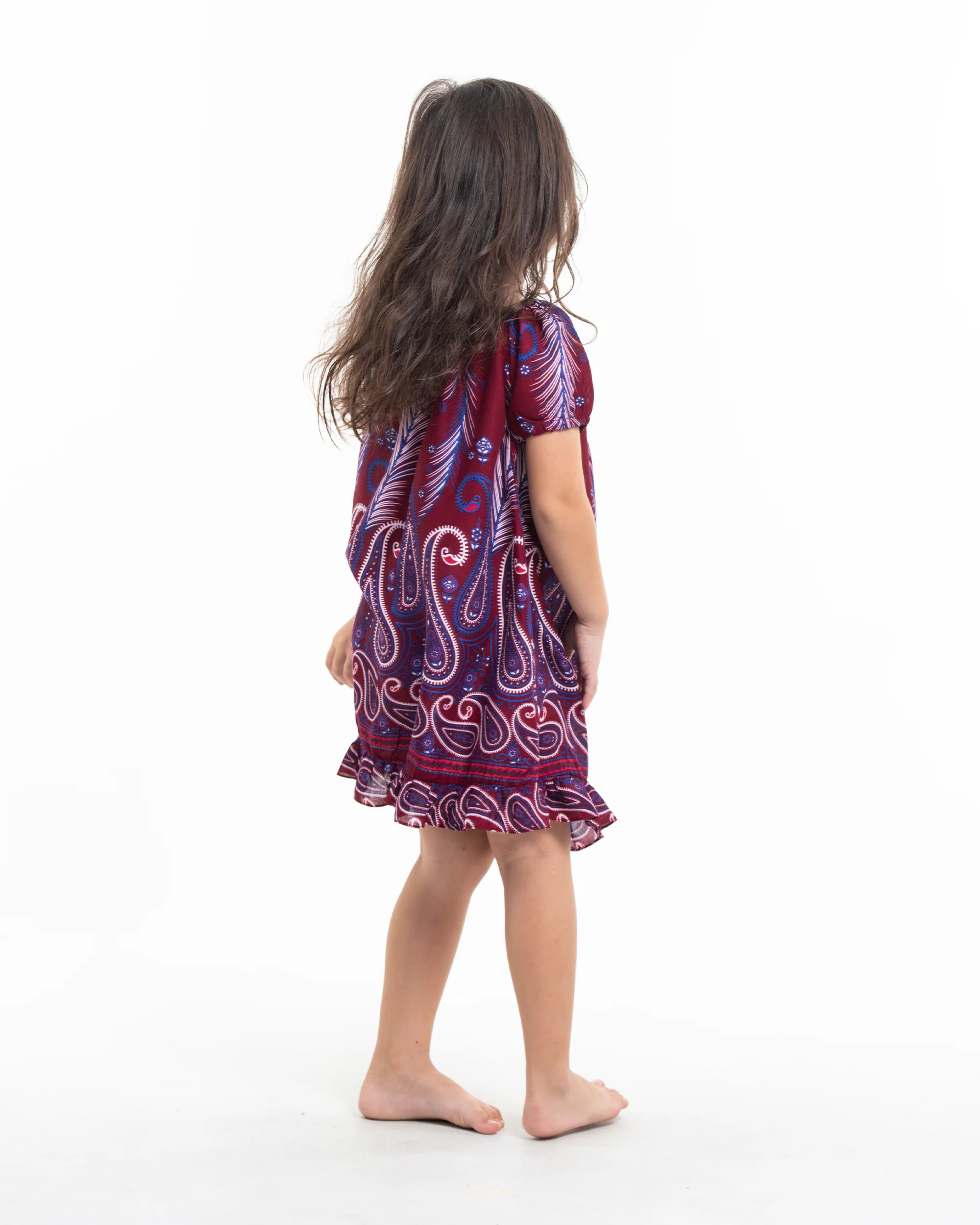 262-Kids-Paisley-Feathers-Dress-in-Red-4.webp Kids Paisley Feathers Dress in Red