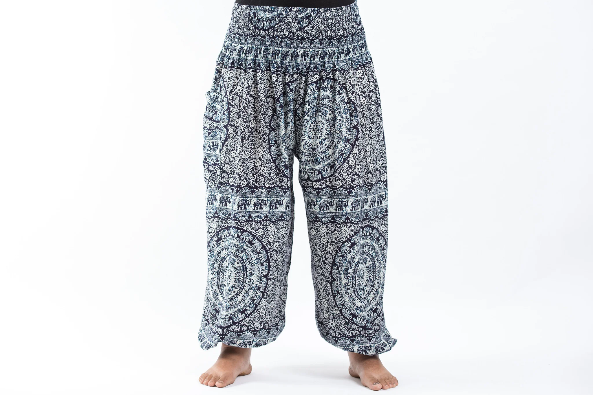 Plus Size Paisley Elephant Women's Elephant Pants in Blue