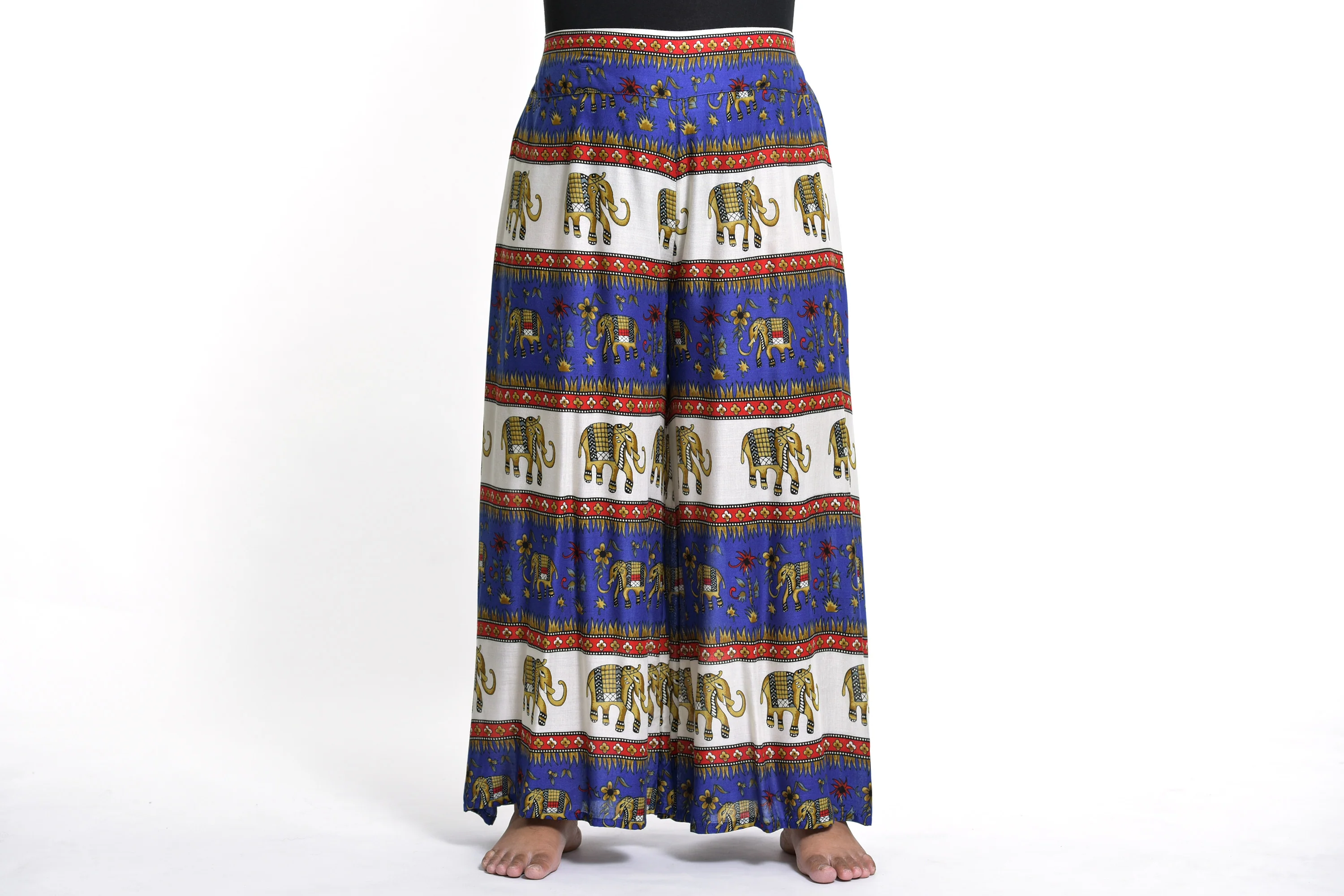 Plus Size Elephant Bliss Palazzo Style Elephant Pants in Blue