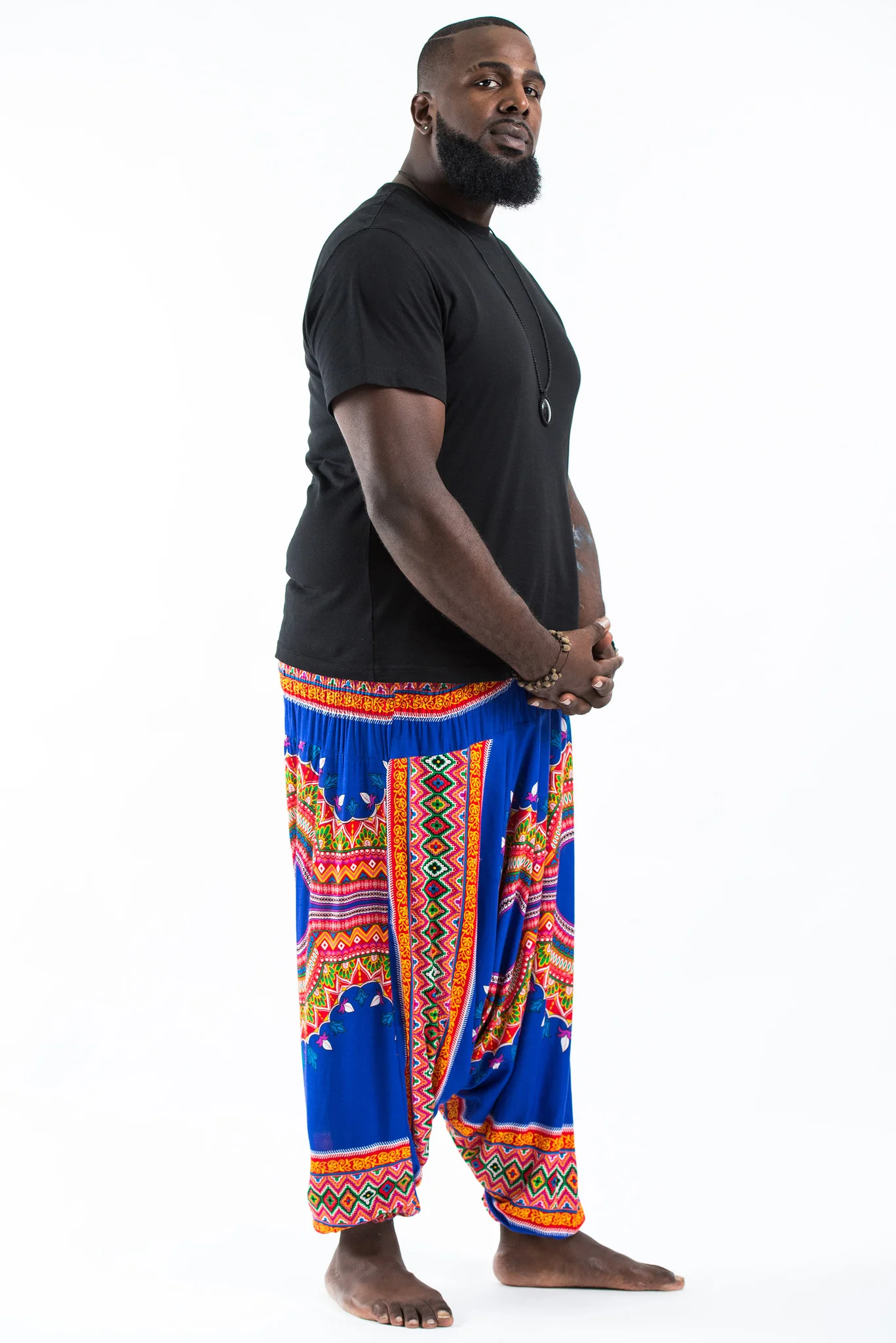 2623-Plus-Size-Dashiki-Prints-Drop-Crotch-Men-s-Harem-Pants-in-Blue-3.webp Plus Size Dashiki Prints Drop Crotch Men's Harem Pants in Blue