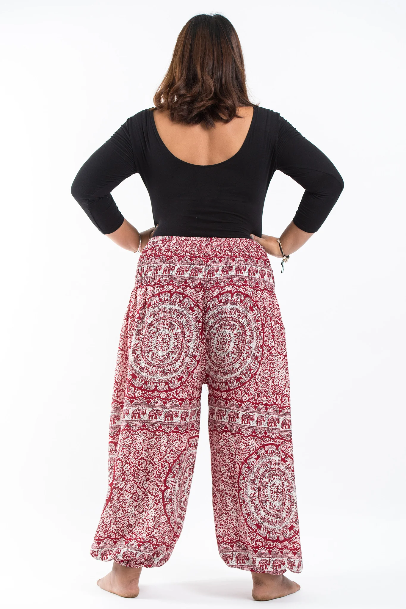 2625-Plus-Size-Paisley-Elephant-Women-s-Elephant-Pants-in-Red-4.webp Plus Size Paisley Elephant Women's Elephant Pants in Red
