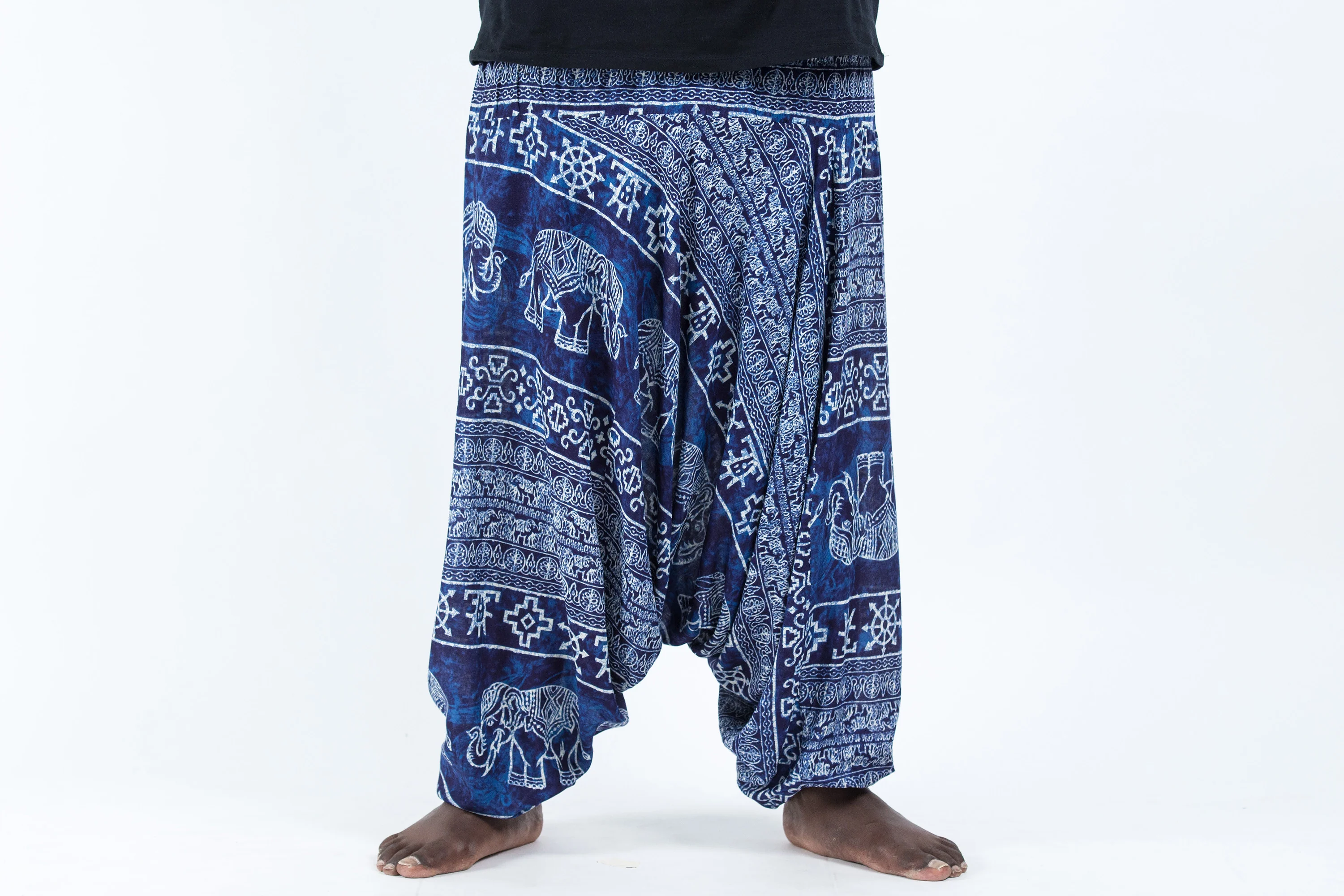 2629-Plus-Size-Marble-Elephant-Drop-Crotch-Men-s-Elephant-Pants-in-Blue-2.webp Plus Size Marble Elephant Drop Crotch Men's Elephant Pants in Blue