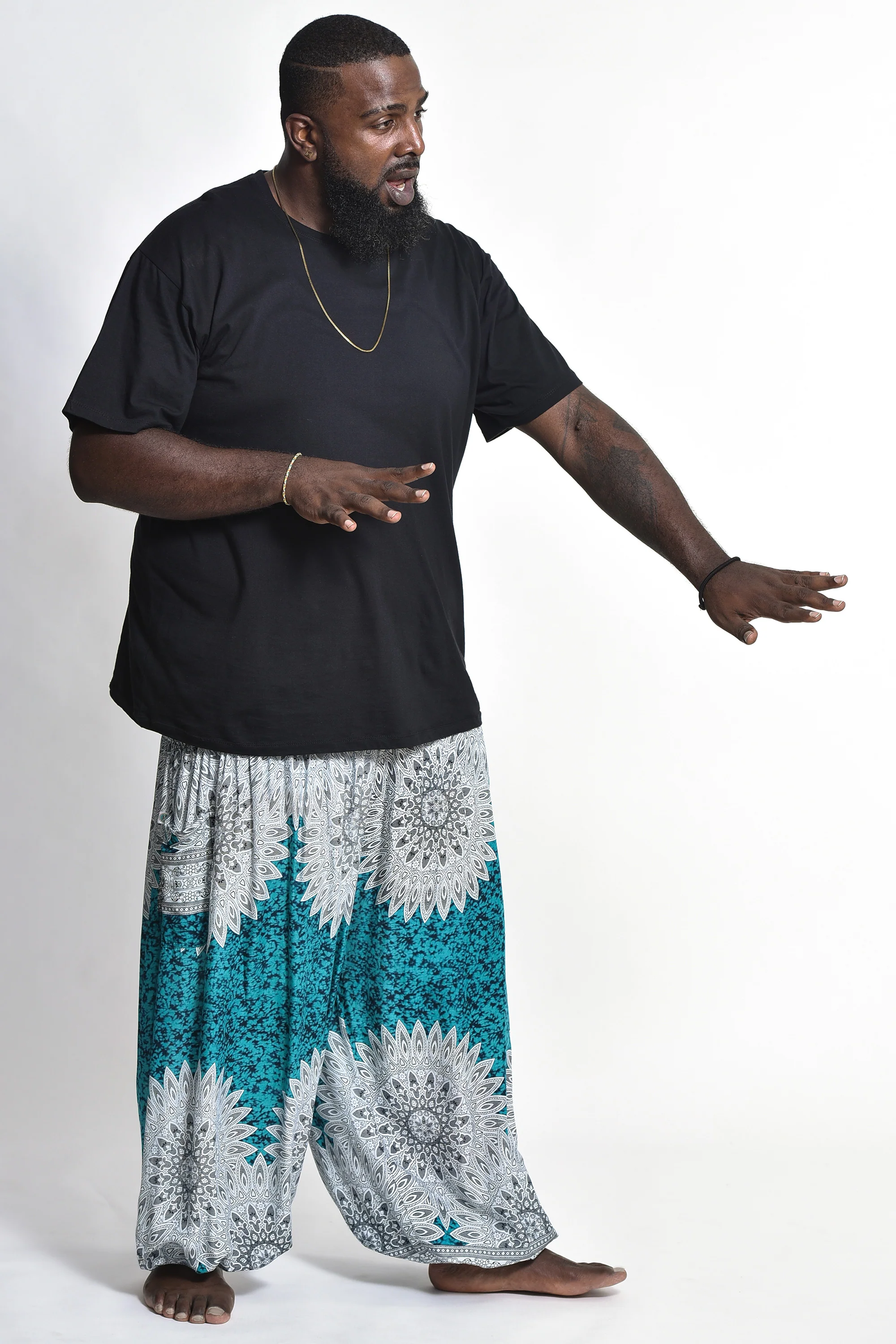 2630-Plus-Size-Marble-Mandalas-Men-s-Harem-Pants-in-Turquoise-4.webp Plus Size Marble Mandalas Men's Harem Pants in Turquoise