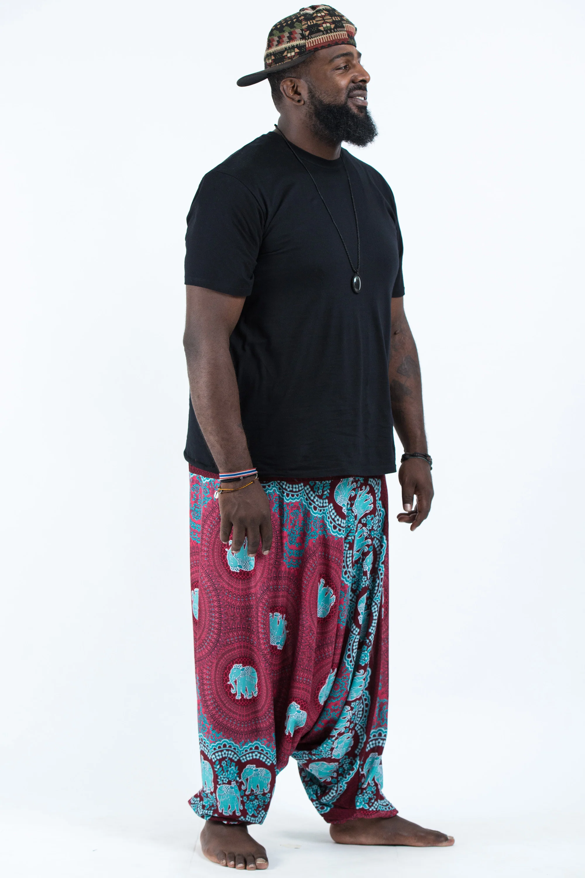 2631-Plus-Size-Mandala-Elephant-Drop-Crotch-Men-s-Elephant-Pants-in-Red-3.webp Plus Size Mandala Elephant Drop Crotch Men's Elephant Pants in Red