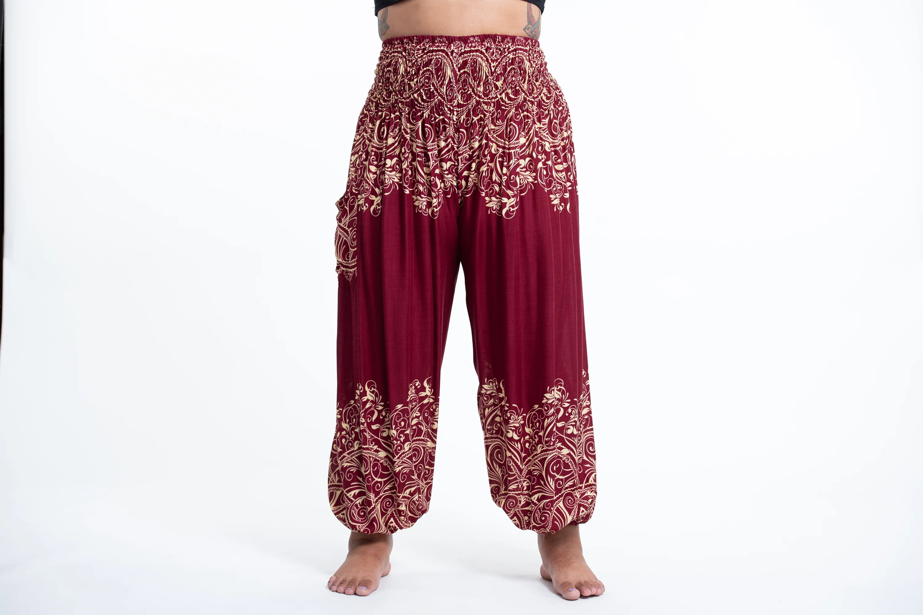 2634-Plus-Size-Vines-Women-s-Harem-Pants-in-Red-2.webp Plus Size Vines Women's Harem Pants in Red