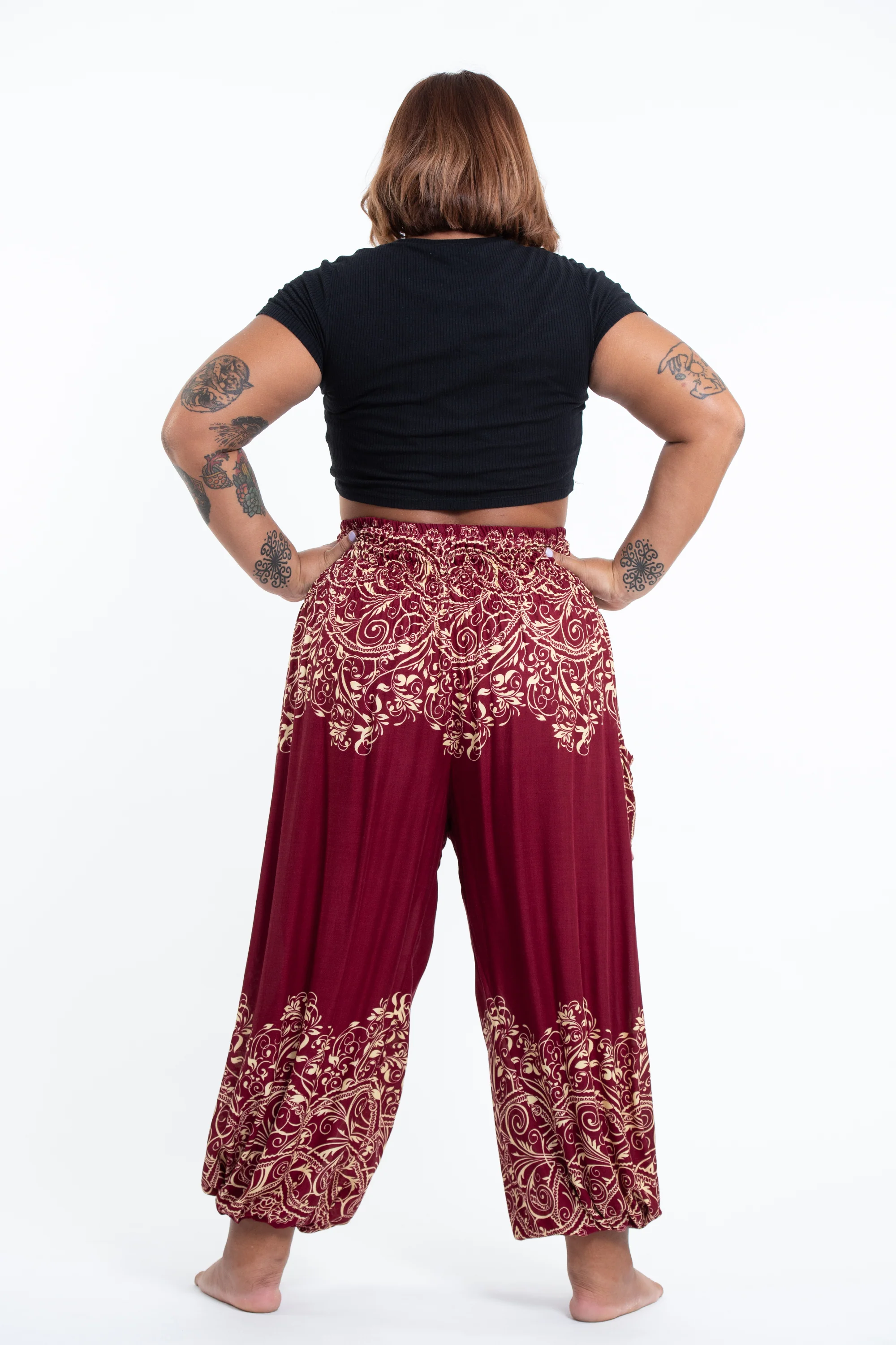 2634-Plus-Size-Vines-Women-s-Harem-Pants-in-Red-4.webp Plus Size Vines Women's Harem Pants in Red