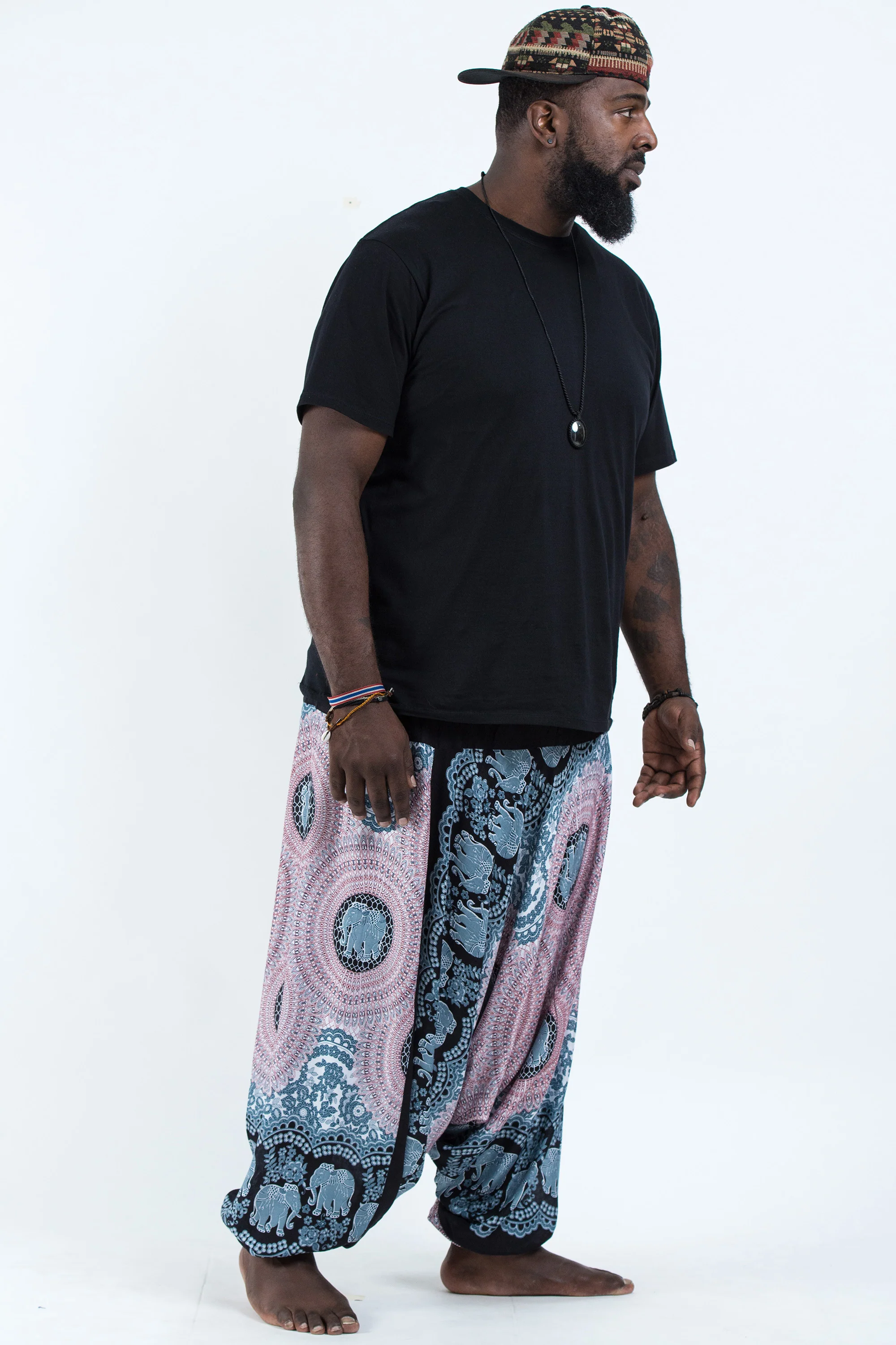 2637-Plus-Size-Mandala-Elephant-Drop-Crotch-Men-s-Elephant-Pants-in-Silver-Gray-3.webp Plus Size Mandala Elephant Drop Crotch Men's Elephant Pants in Silver Gray