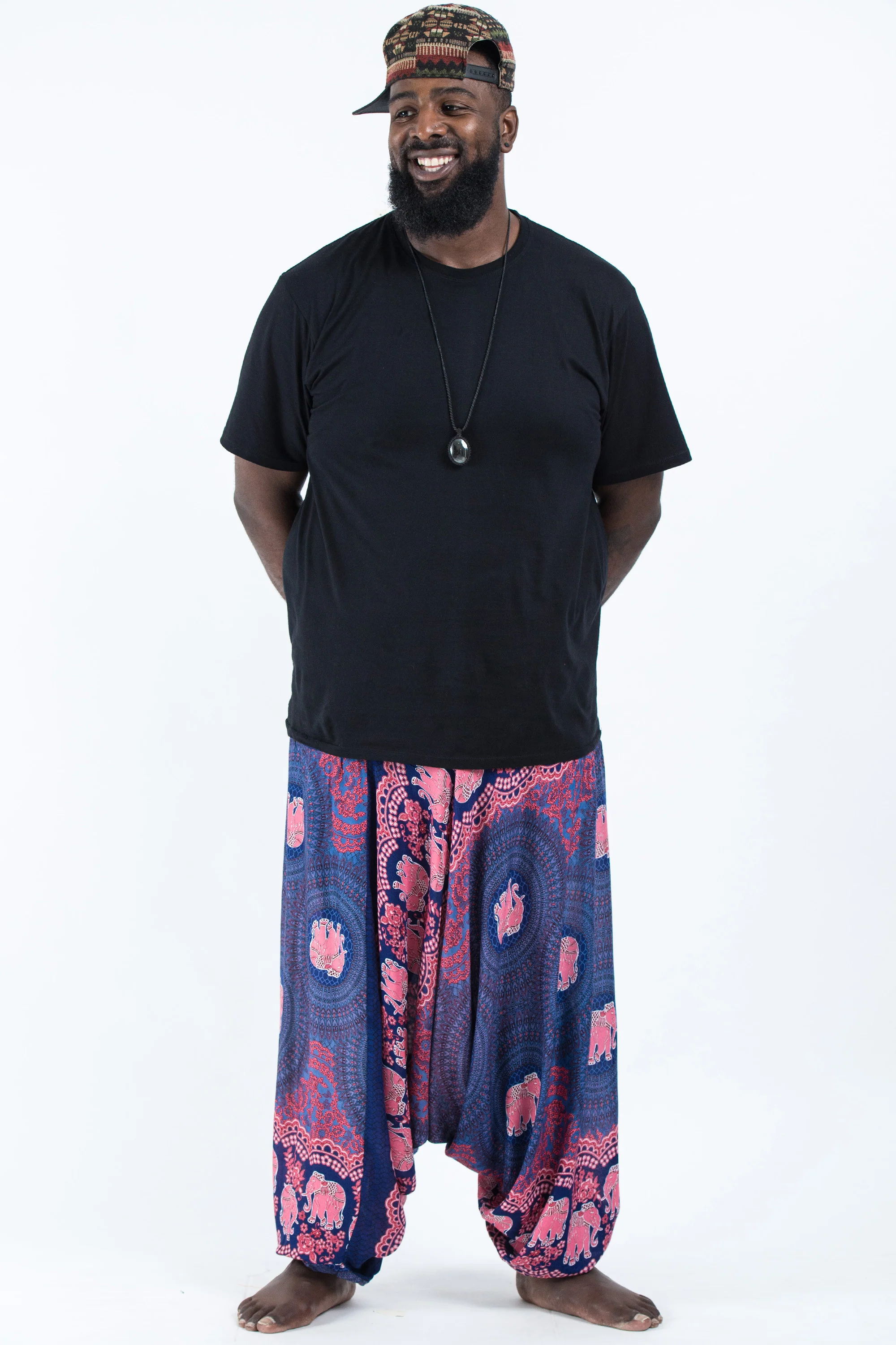 2639-Plus-Size-Mandala-Elephant-Drop-Crotch-Men-s-Elephant-Pants-in-Blue-4.webp Plus Size Mandala Elephant Drop Crotch Men's Elephant Pants in Blue