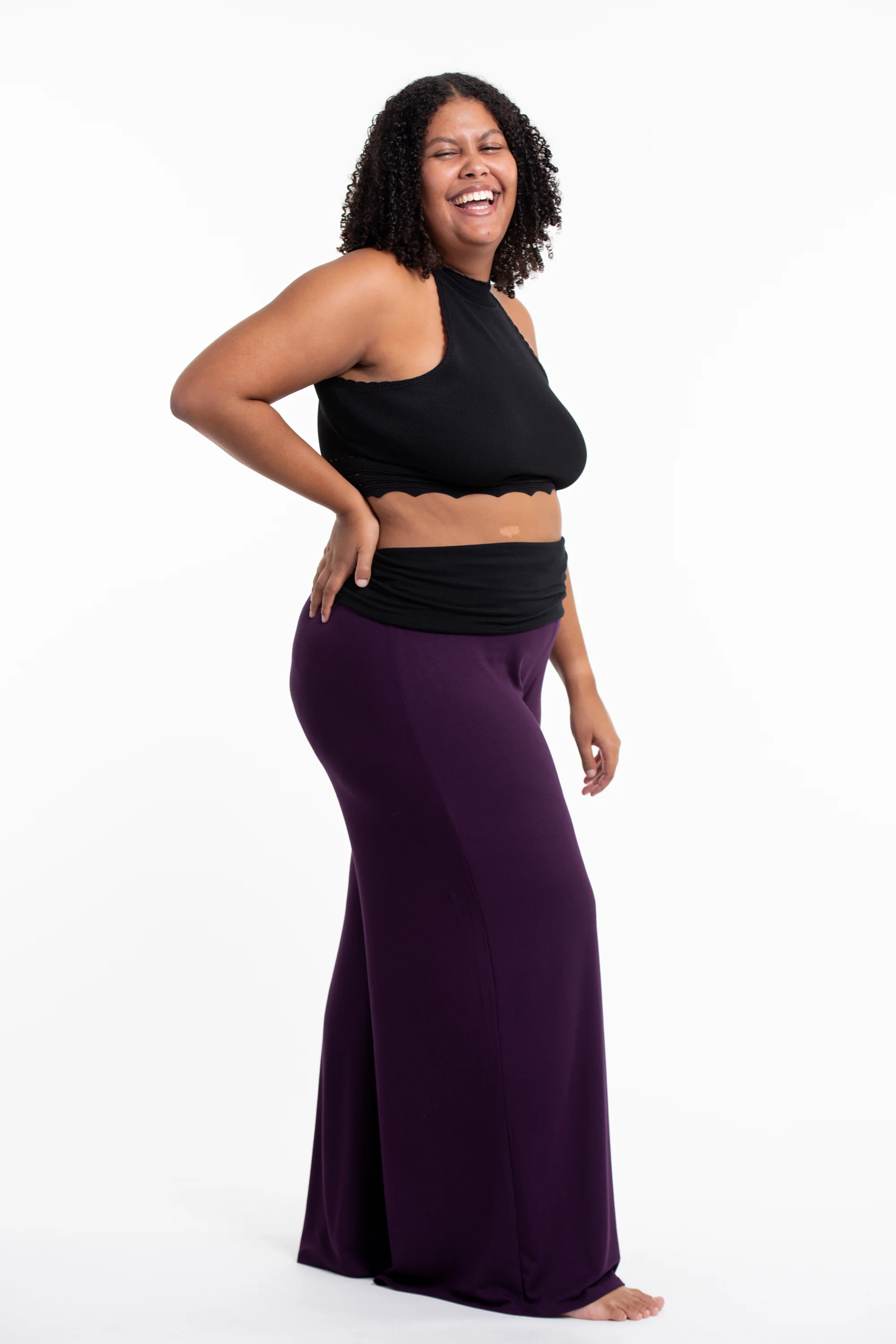 2640-Plus-Size-Sun-Moon-Print-Wide-Leg-Palazzo-Harem-Pants-Cotton-Spandex-in-Purple-3.webp Plus Size Sun Moon Print Wide Leg Palazzo Harem Pants Cotton Spandex in Purple