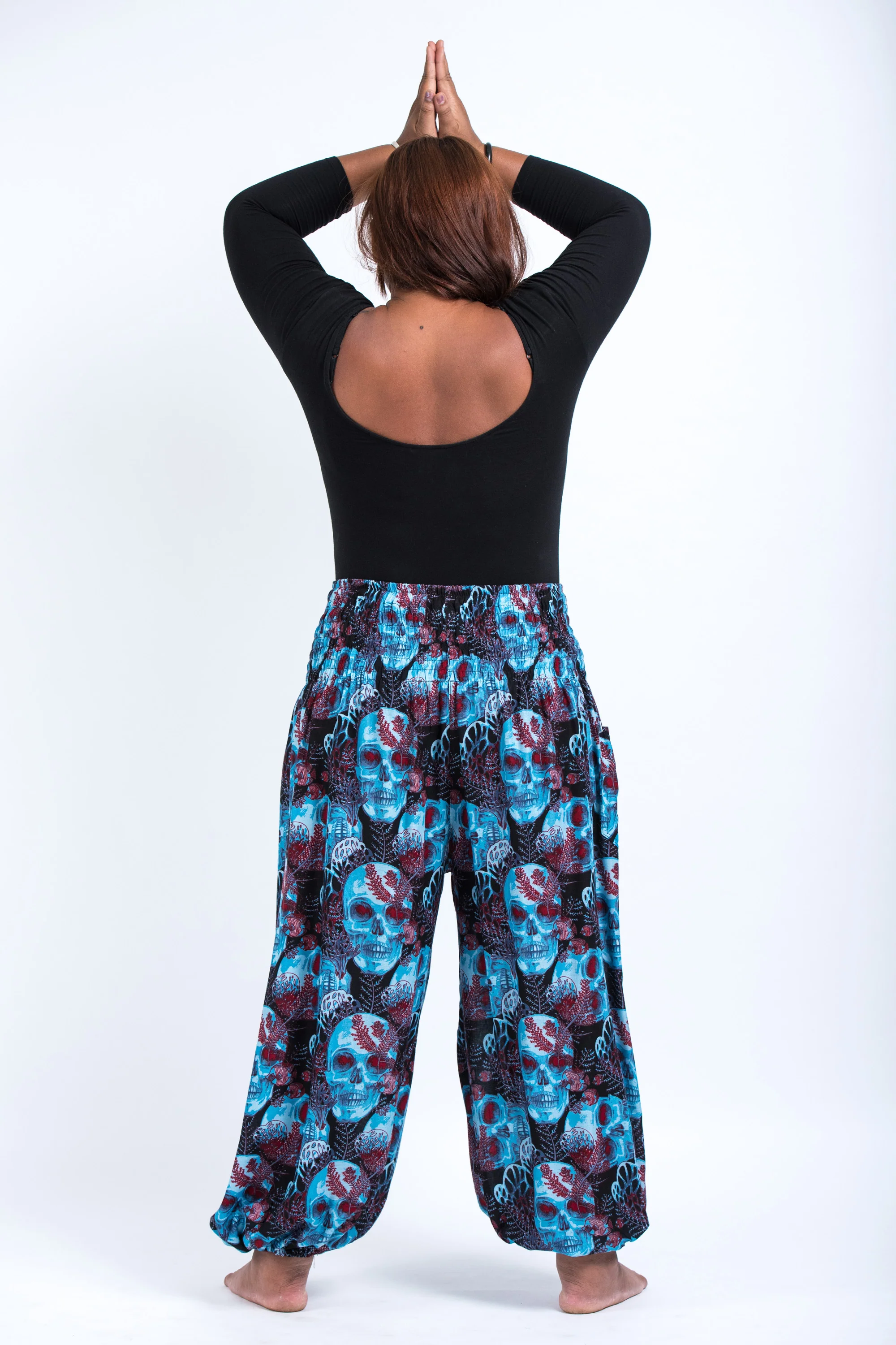 2644-Plus-Size-Skulls-Women-s-Harem-Pants-in-Black-Blue-4.webp Plus Size Skulls Women's Harem Pants in Black Blue