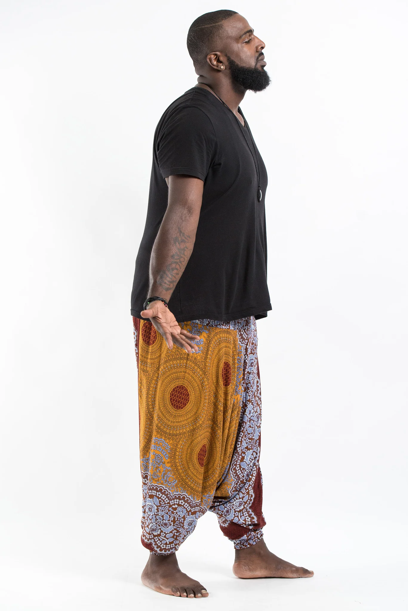 2655-Plus-Size-Geometric-Mandalas-Drop-Crotch-Men-s-Harem-Pants-in-Bronze-3.webp Plus Size Geometric Mandalas Drop Crotch Men's Harem Pants in Bronze