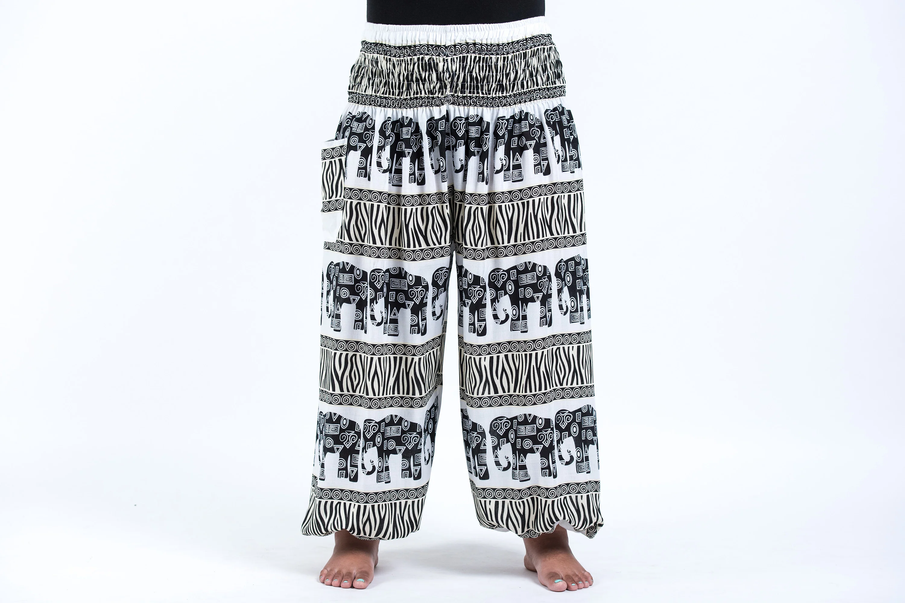 Plus Size Safari Elephant Women's Elephant Pants in White