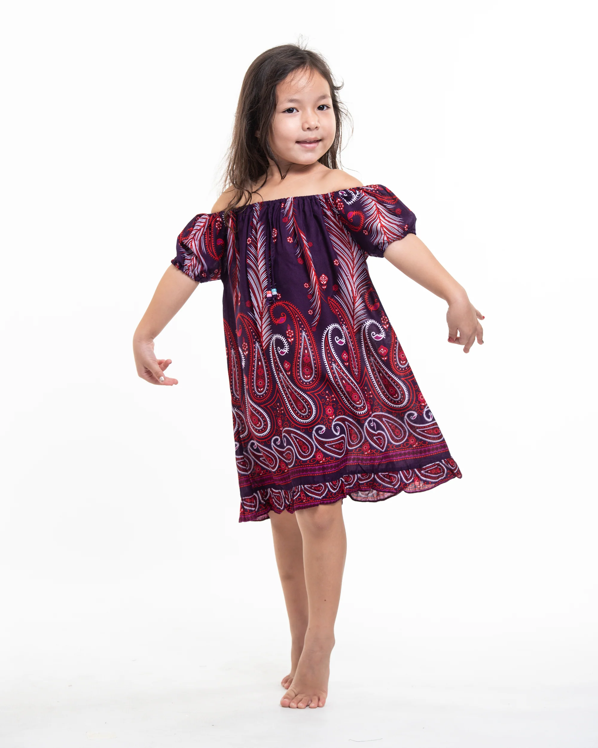 266-Kids-Paisley-Feathers-Dress-in-Purple-4.webp Kids Paisley Feathers Dress in Purple