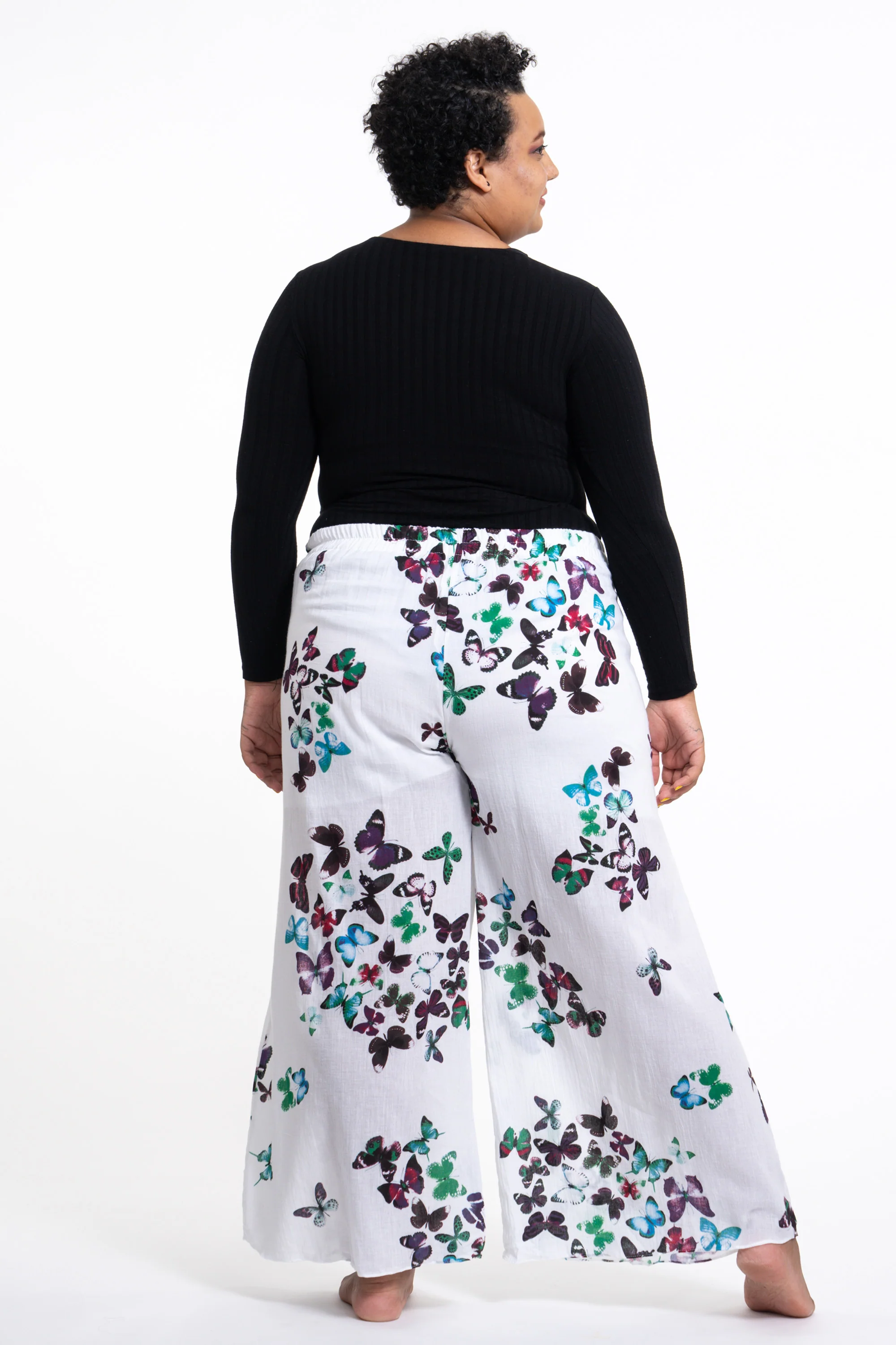 2665-Plus-Size-Women-s-Thai-Harem-Palazzo-Pants-in-Butterflies-Turquoise-4.webp Plus Size Women's Thai Harem Palazzo Pants in Butterflies Turquoise