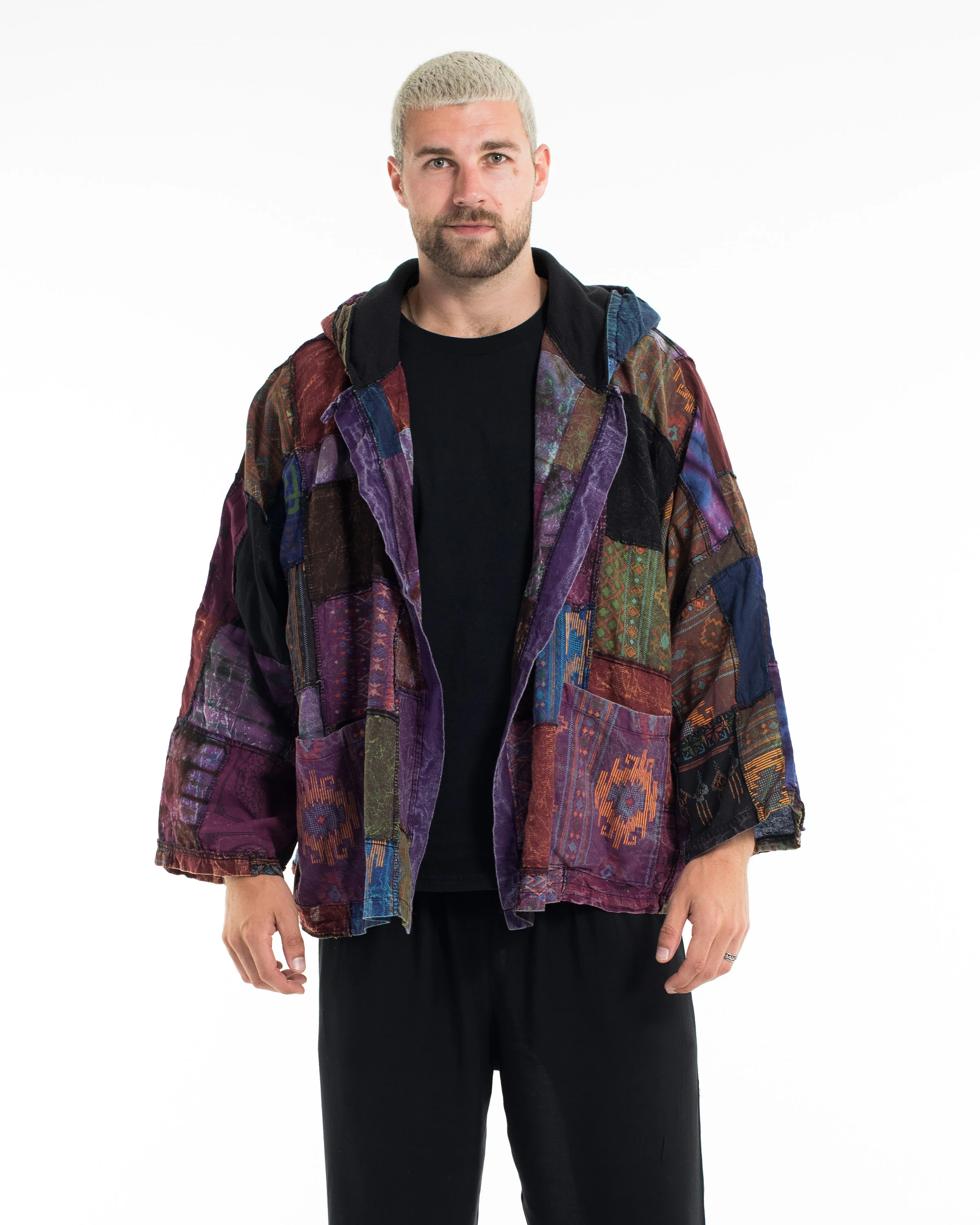 2671-Patchwork-Stonewash-Hooded-Jacket-in-Multi-Purple-4.webp Patchwork Stonewash Hooded Jacket in Multi Purple