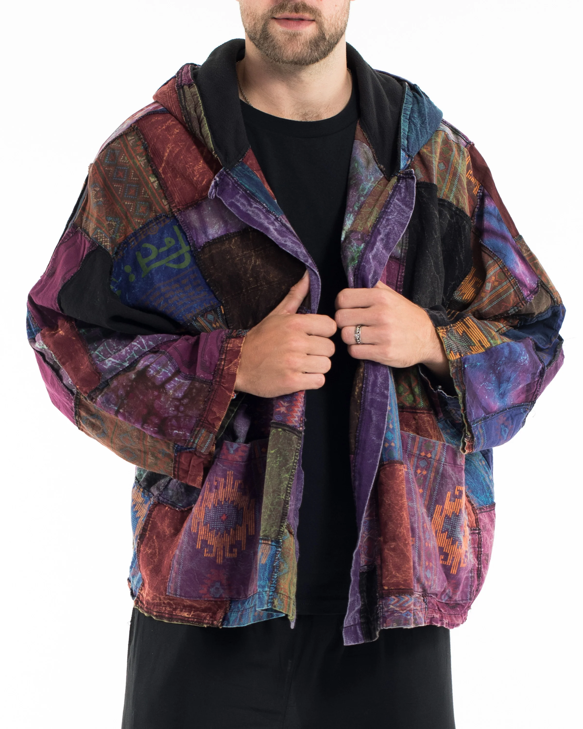 2671-Patchwork-Stonewash-Hooded-Jacket-in-Multi-Purple-5.webp Patchwork Stonewash Hooded Jacket in Multi Purple