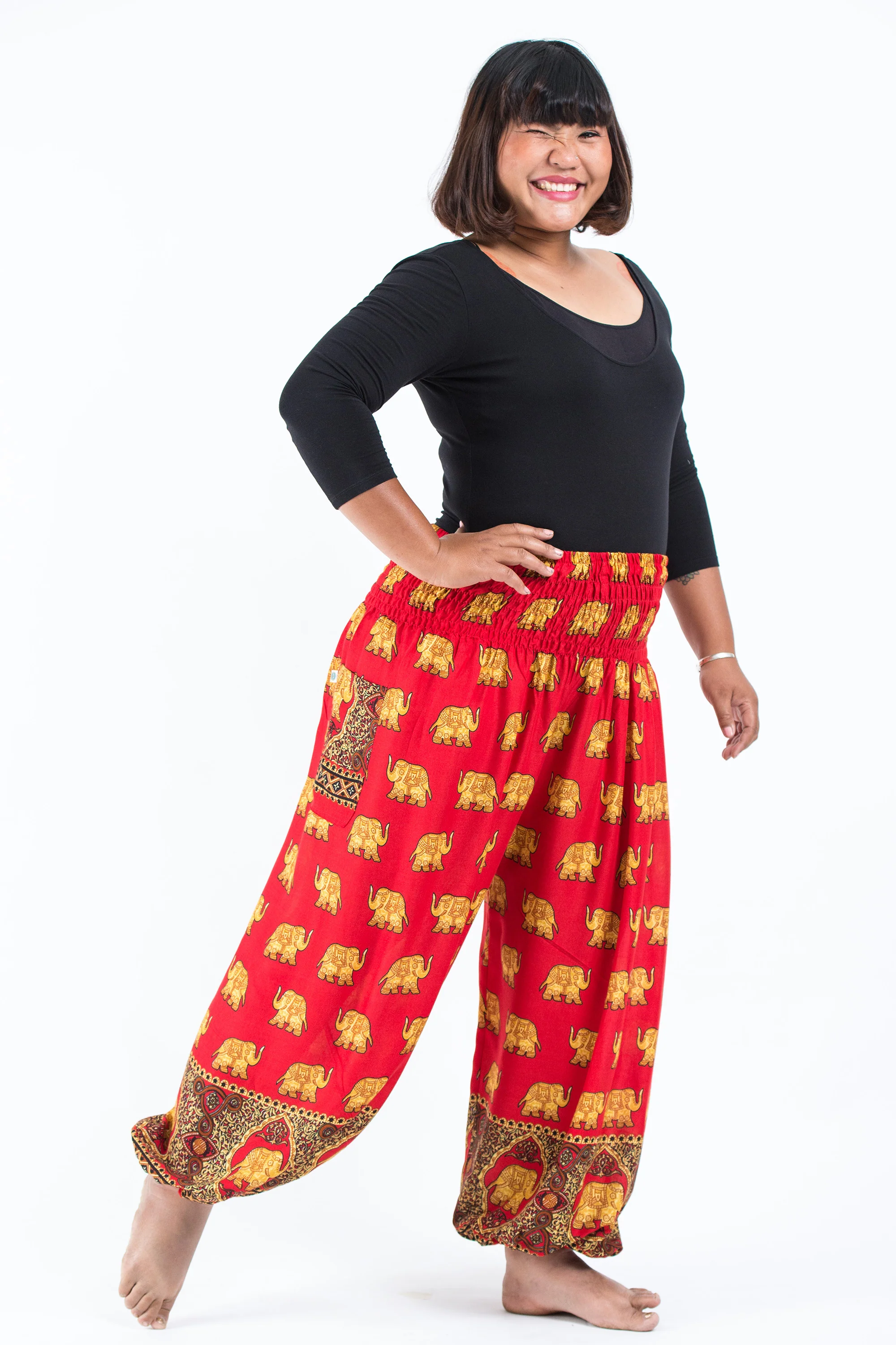 2677-Plus-Size-Golden-Elephant-Women-s-Elephant-Pants-in-Red-3.webp Plus Size Golden Elephant Women's Elephant Pants in Red