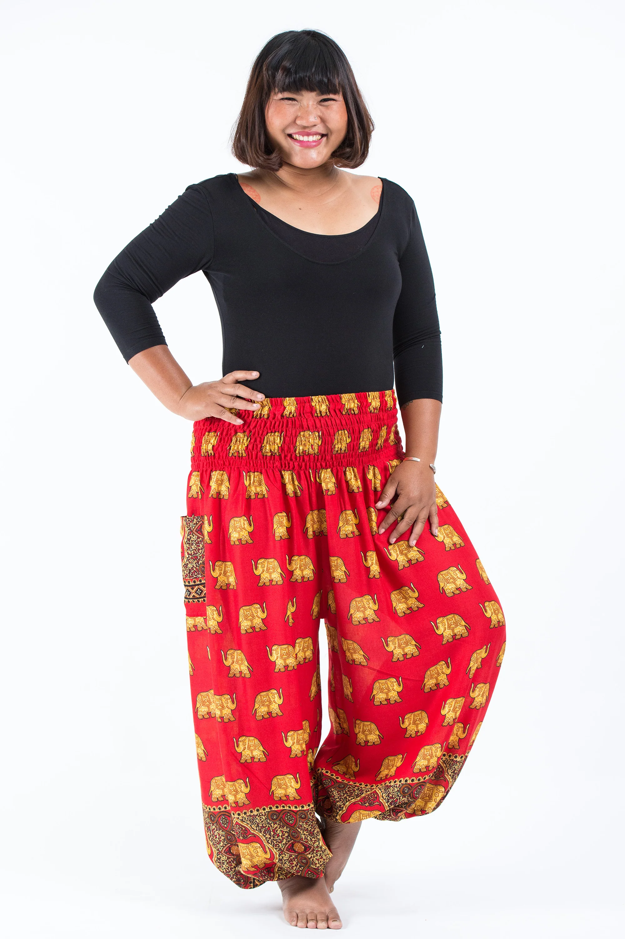 2677-Plus-Size-Golden-Elephant-Women-s-Elephant-Pants-in-Red-5.webp Plus Size Golden Elephant Women's Elephant Pants in Red
