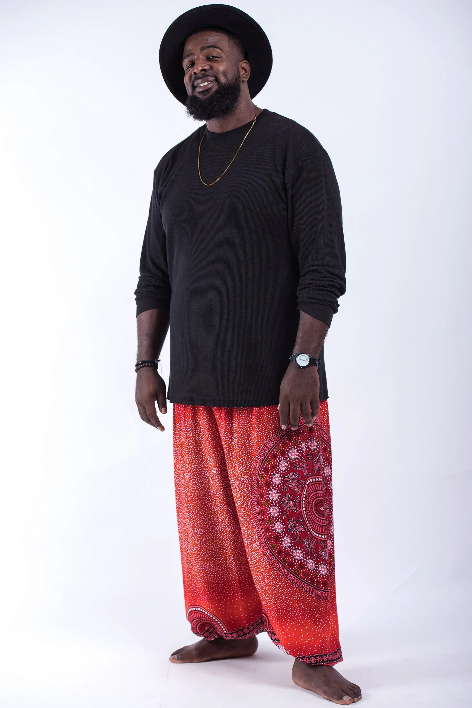 2679-Plus-Size-Tribal-Chakras-Men-s-Harem-Pants-in-Red-4.webp Plus Size Tribal Chakras Men's Harem Pants in Red